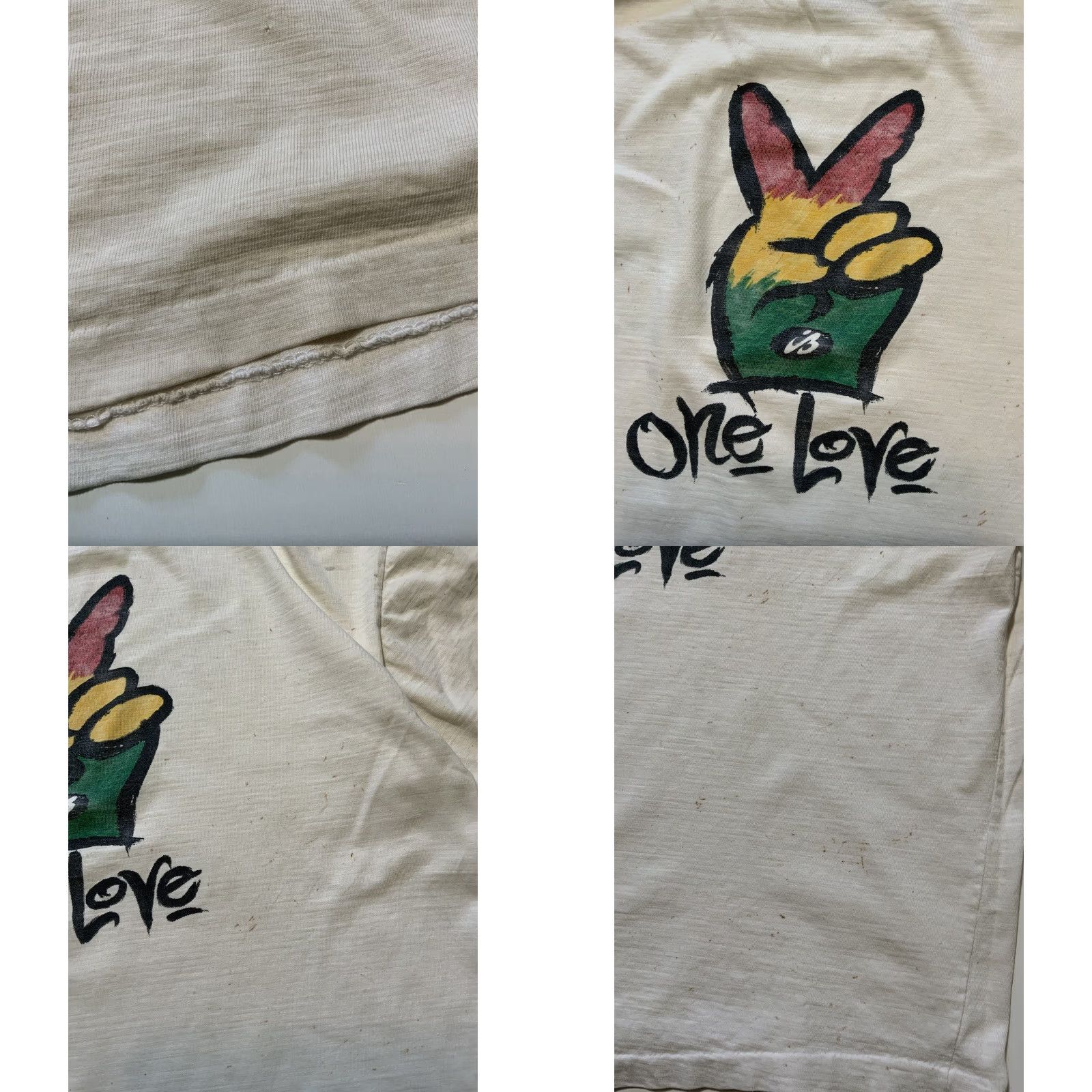 Vintage VINTAGE Irie Blue Barbados One Love Peace Rasta Single Stitch T-Shirt XL White 90s Mens? Womens? (Oops) Size US XL / EU 56 / 4 - 9 Thumbnail