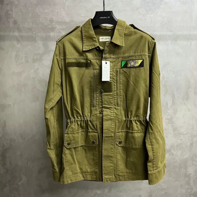 Saint Laurent Paris Saint Laurent Green Shark Print Jacket- Size US M / EU 48-50 / 2 - 1 Thumbnail