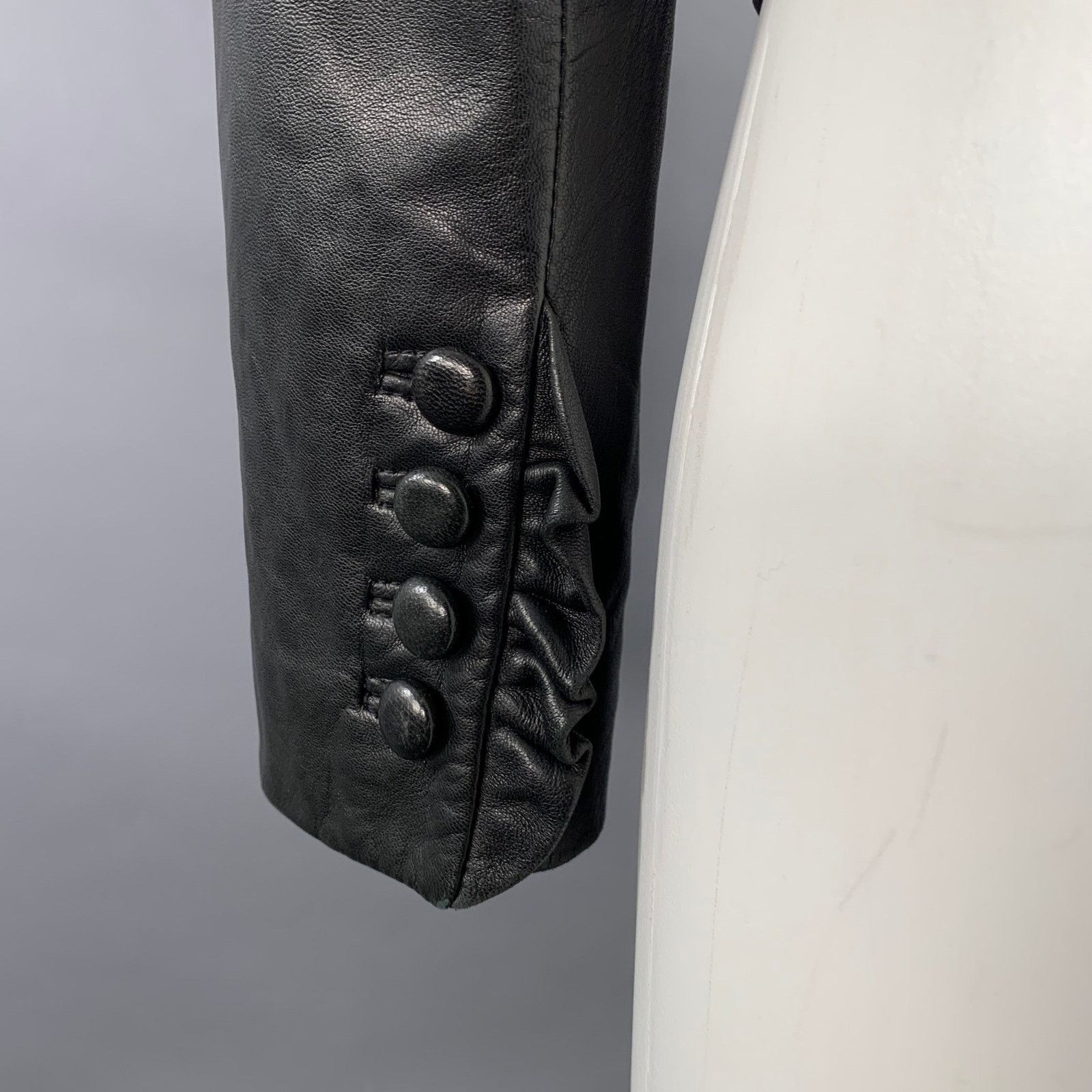 MILLY MILLY Size S Black Lambskin Leather Ruffle Jacket Size S / US 4 / IT 40 - 5 Thumbnail
