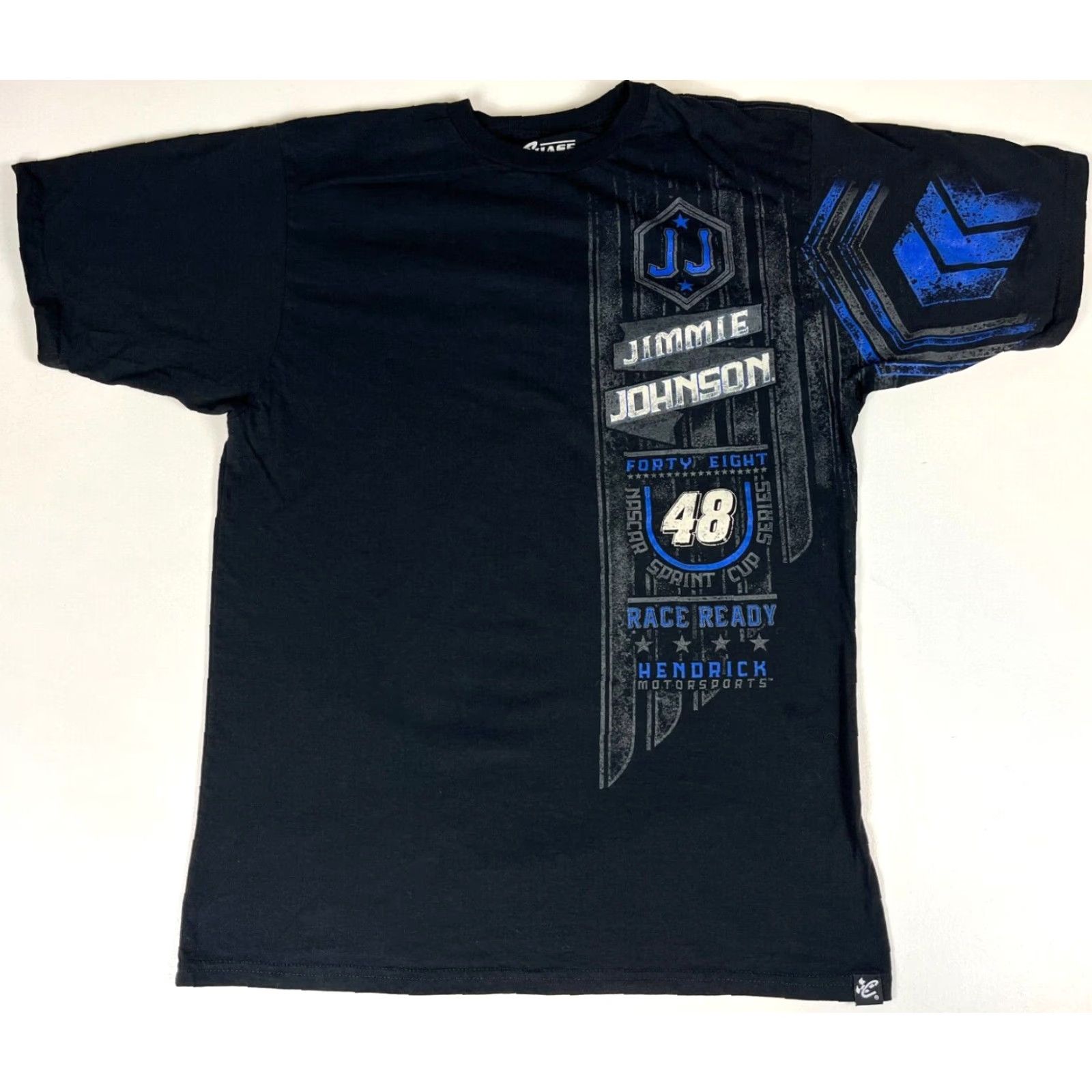 Chase Authentics NASCAR Jimmie Johnson Race Ready T-Shirt Chase Authentics Sz L Black Cotton Crew Neck Short Sleeve Men 2014 Race Ready twosided Size US L / EU 52-54 / 3 - 2 Thumbnail