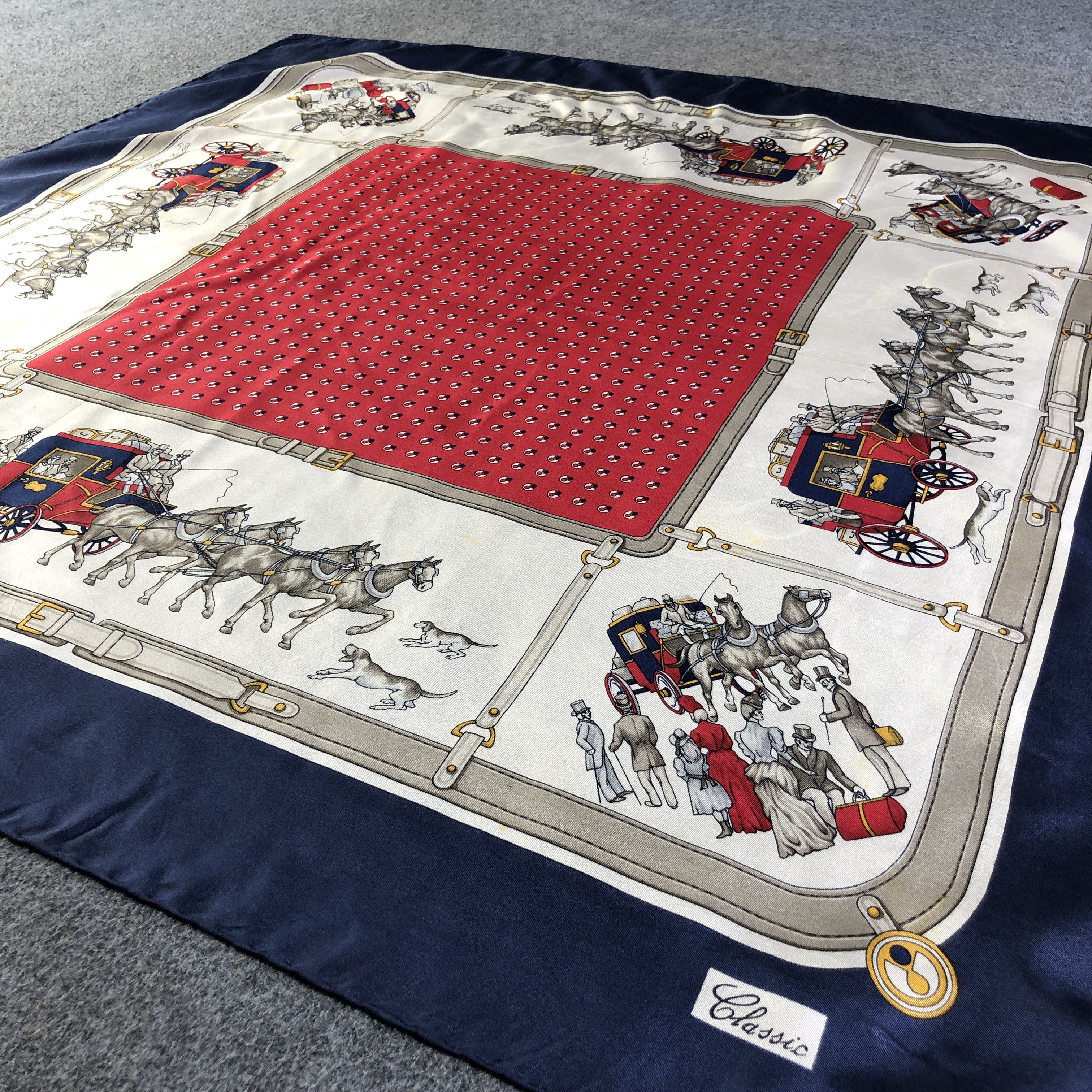 Japanese Brand Classic Carriage Hand Rolled Silk Scarf M1019 Size ONE SIZE - 3 Thumbnail