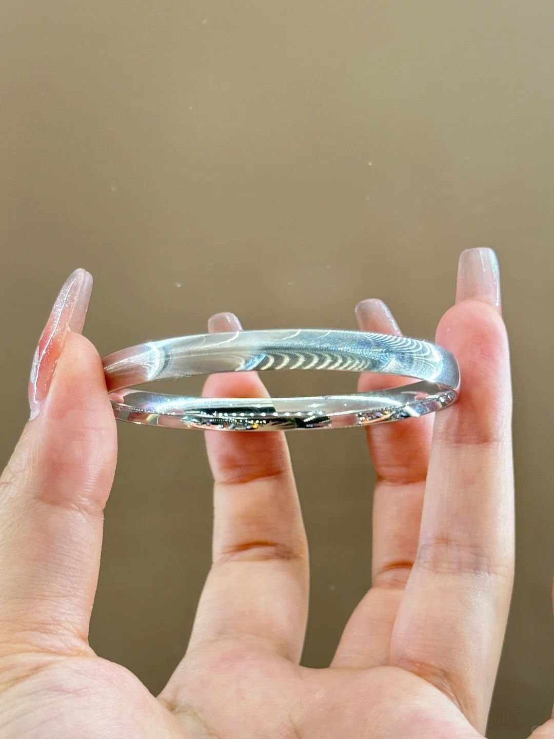 Other Handmade Cat-Eye Sterling Silver Bangle – Minimalist Shine Size ONE SIZE - 1 Thumbnail