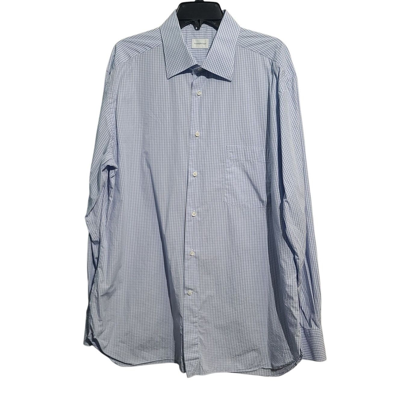 Ermenegildo Zegna Ermenegildo Zegna Blue Gingham Regular Shirt Size 44 Size US L / EU 52-54 / 3 - 1 Thumbnail