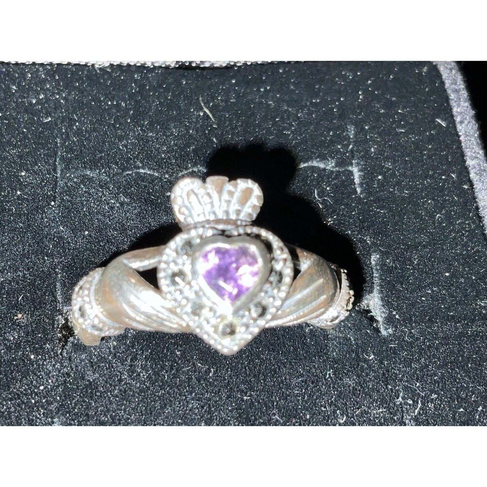Other 925 Silver Amethyst Solvang Claddagh Heart Ring Size 7.25 Size ONE SIZE - 2 Thumbnail