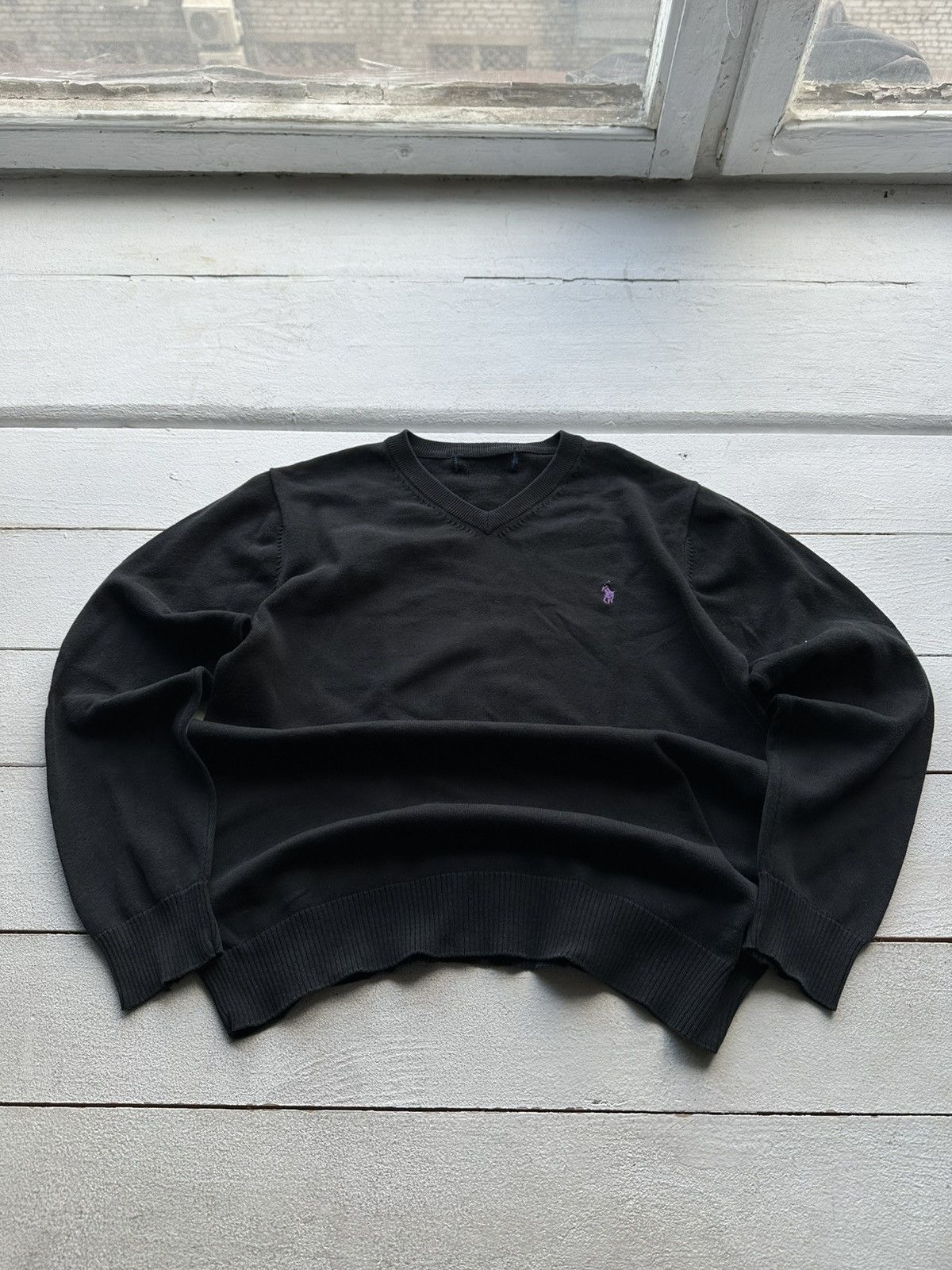 Designer × Polo Ralph Lauren × Vintage 🚨Ralph Lauren Purple logo black light sweater vintage Size US M / EU 48-50 / 2 - 1 Thumbnail