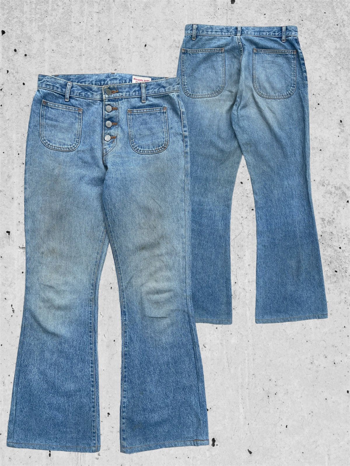 Japanese Brand 🔥 Mocking Bird Japan Bot-Cut Rusty Distressed Denim W29🔥 Size 29" - 1 Thumbnail