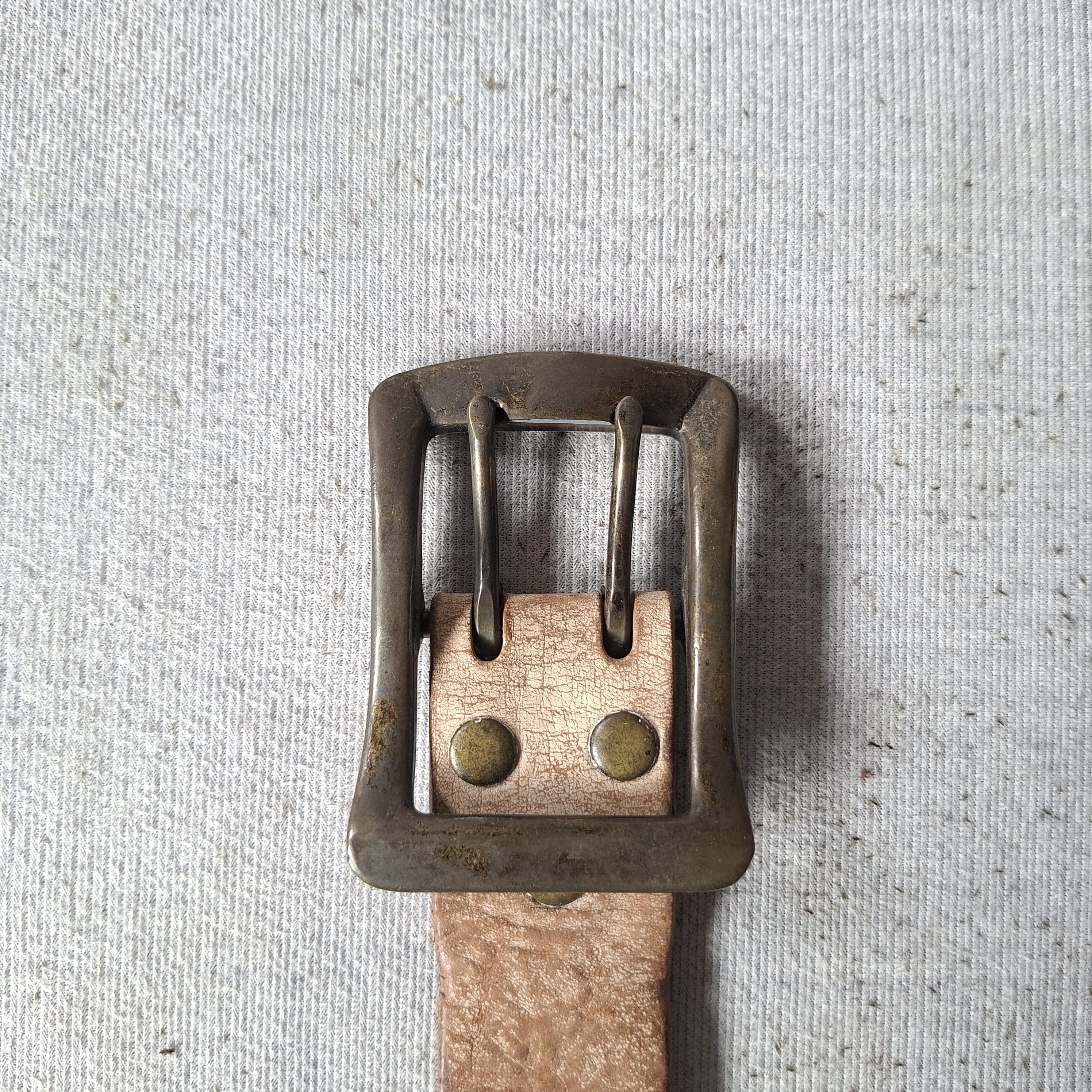 PPFM 💥 Vintage PPFM japan solid brass double prong leather belt Size ONE SIZE - 4 Thumbnail