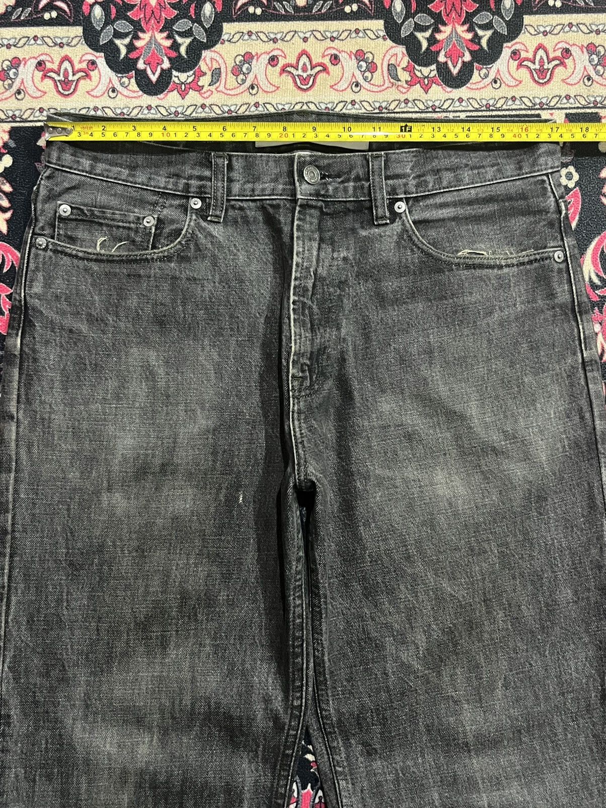 Balenciaga × Gap × Kanye West ⚡️Grunge⚡️Vintage Gap Rough Flame Black Washed Loose Fit Jeans Size US 33 - 12 Thumbnail