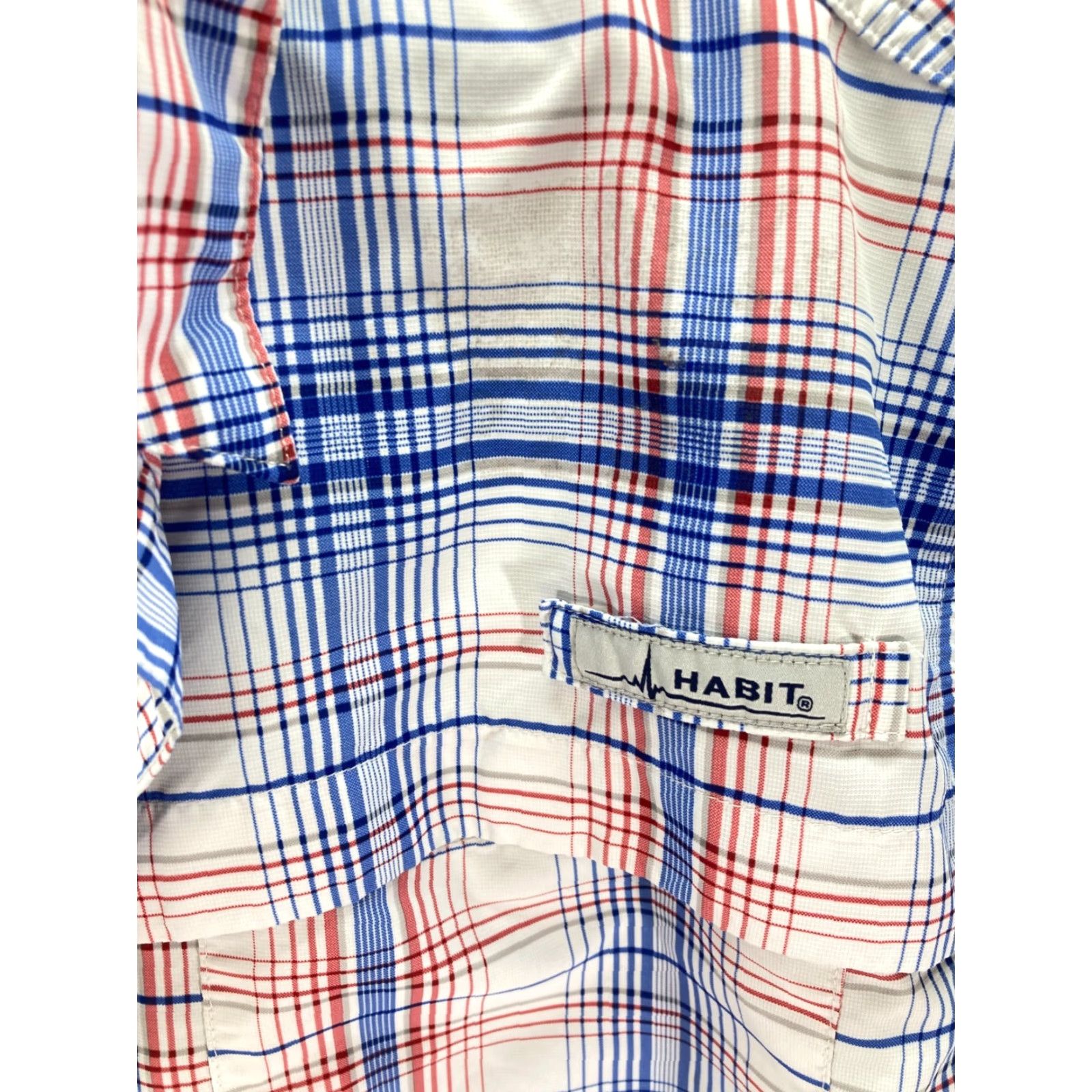 Habitat Habit Button Up Shirt Mens 3XL Blue Red Plaid Lined Hiking Fishing Solar Factor Short Sleeve Pockets Casual Travel UV Protection Outdoor Size US XXL / EU 58 / 5 - 6 Thumbnail