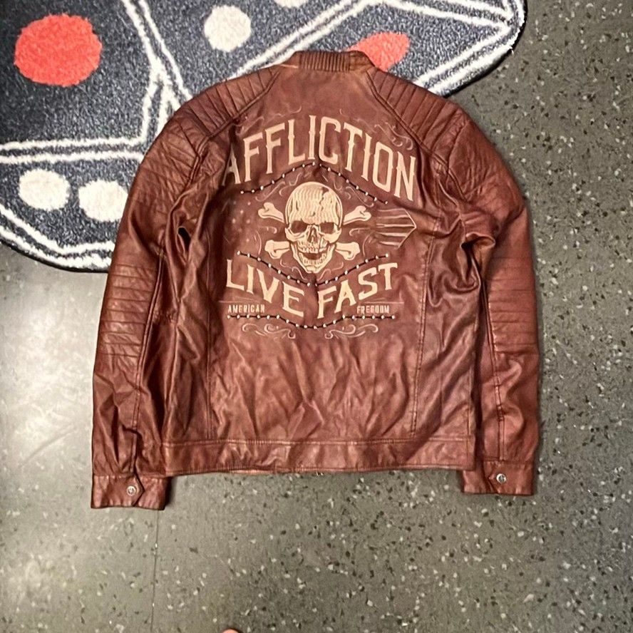 Affliction Affliction Live Fast Brown Leather Jacket - XL Size US XL / EU 56 / 4 - 5 Thumbnail