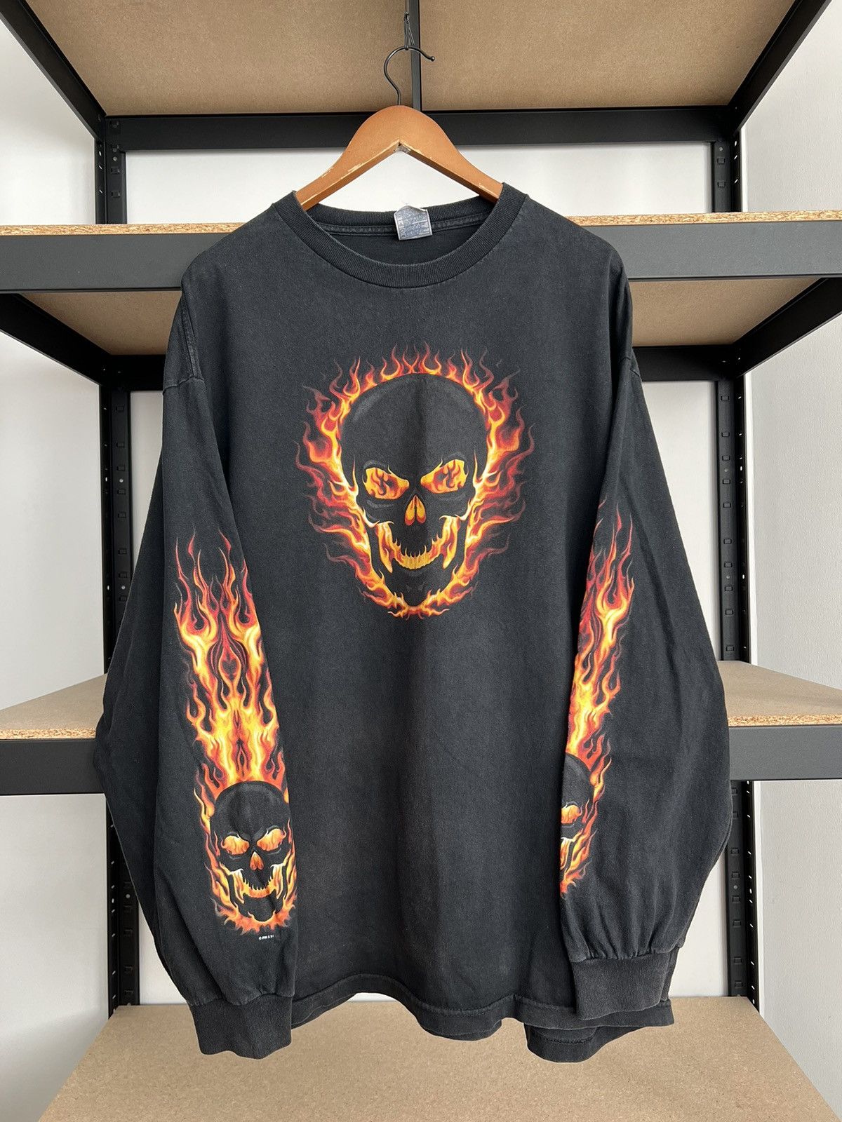 Vintage Vintage 2006 Flaming Skull Fire Ghost Rider AAA Long Sleeve Size US XXL / EU 58 / 5 - 1 Thumbnail