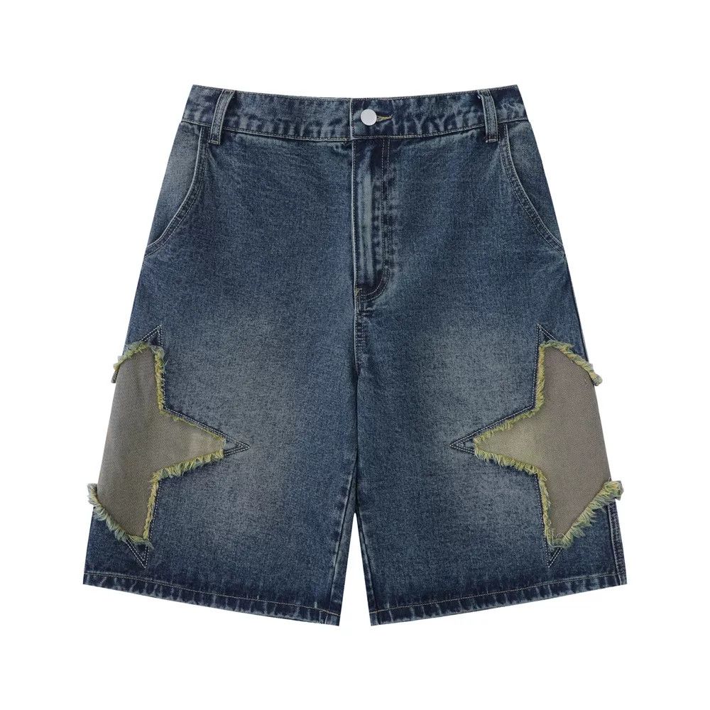Vintage Men's Vibe Star-Embroidered Denim Shorts Size US 32 / EU 48 - 1 Thumbnail