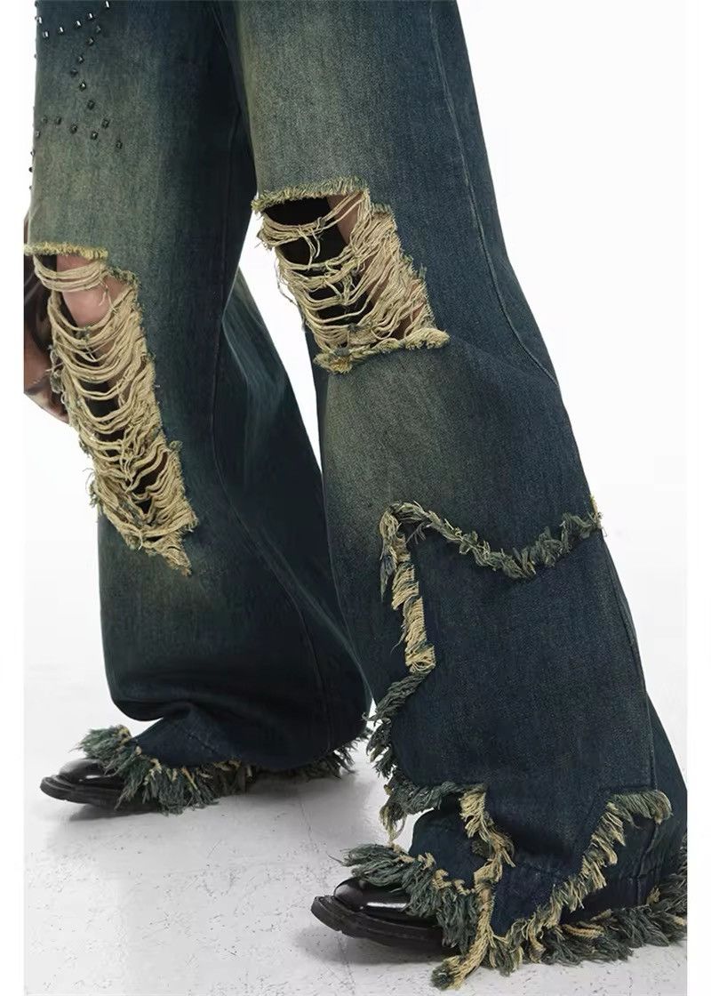 Jean × Vintage Y2k Ripped Patch Star Jeans Size 25" / US 0 / IT 36 - 6 Thumbnail