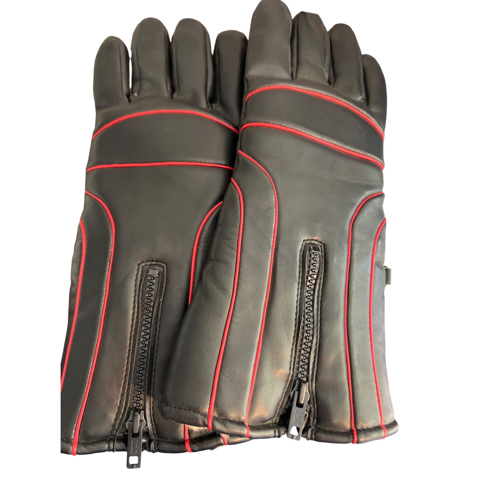 Other Hatch Faux Leather Men's Gloves Black Red Piping Zipper Faux Size ONE SIZE - 1 Thumbnail