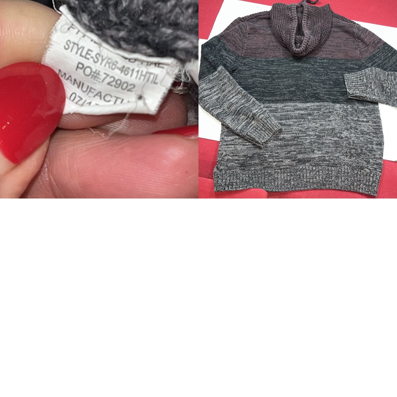 Vintage Retrofit WAFFLE Knit Sweater Hoodie Front Pocket Purple Gray Black MENS XL Size US XL / EU 56 / 4 - 9 Thumbnail