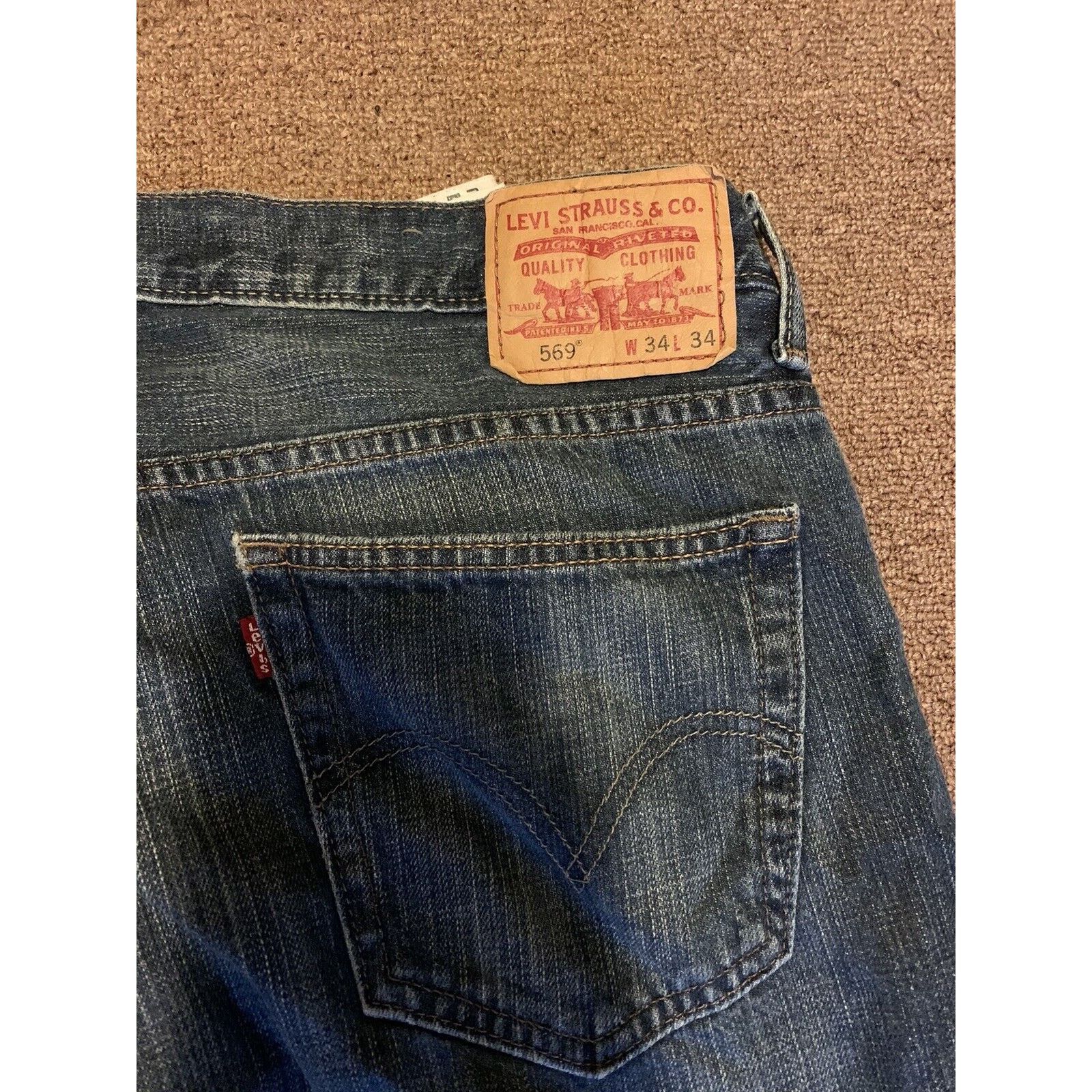 Levi's Levi’s 569 Men’s Loose Fit Straight Leg Blue Jeans 34x34 Size US 34 / EU 50 - 2 Thumbnail