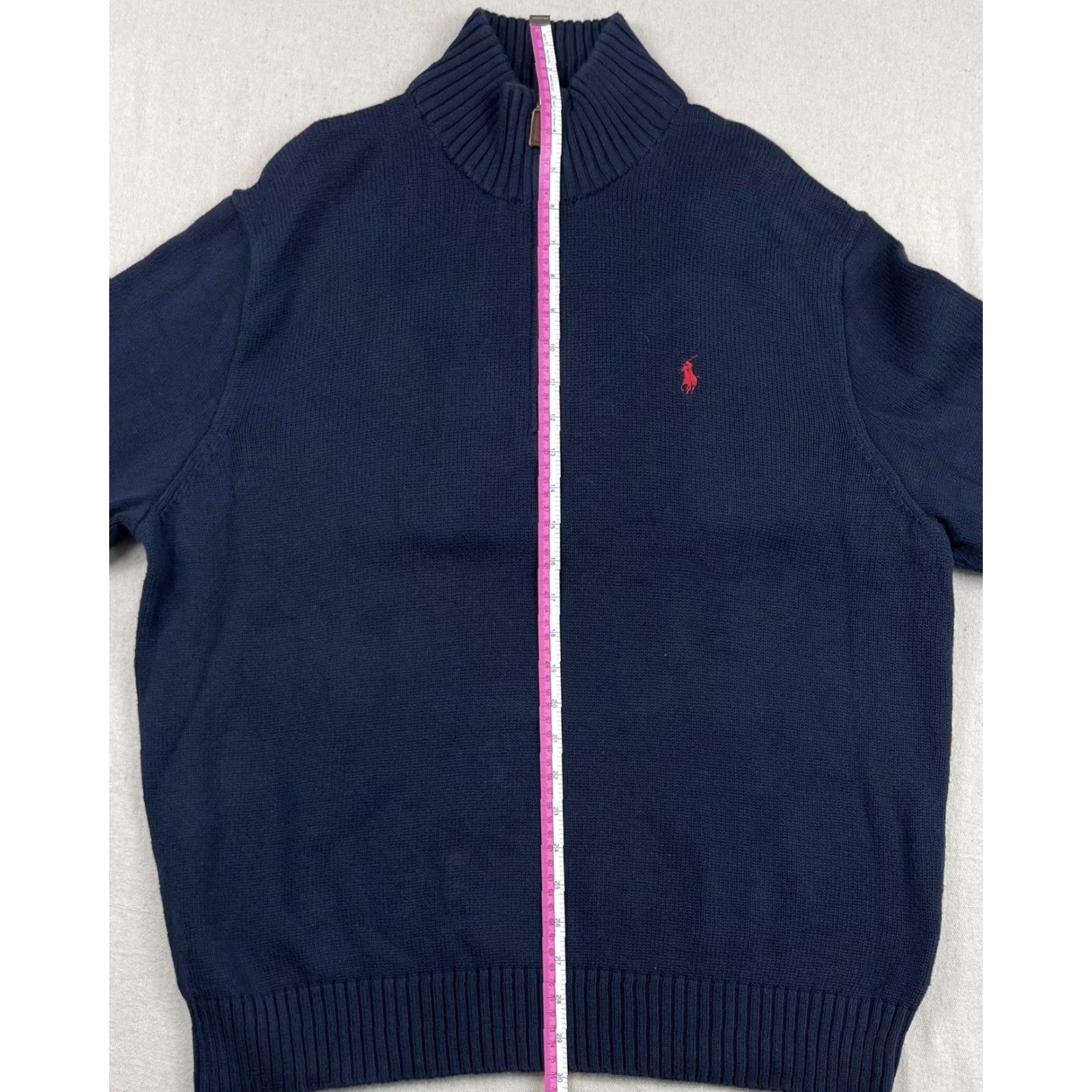 Polo Ralph Lauren Polo Ralph Lauren Mens Sweater 1/4 Zip Large Navy Blue Knit Cotton Pony Logo Golf Pullover Size US L / EU 52-54 / 3 - 6 Thumbnail