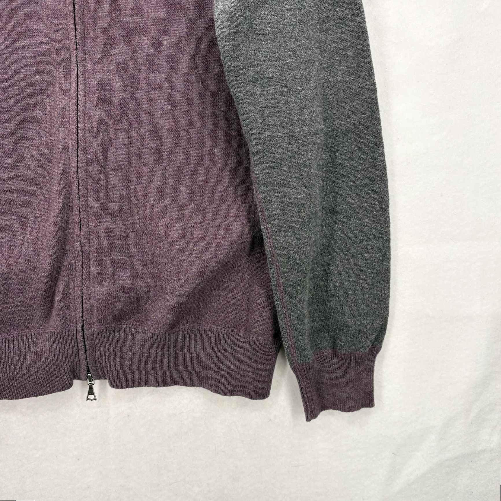 Vintage Agave Sweater Mens Large Purple Gray Milton Full Zip Cotton Mock Neck Knit Shirt Size US L / EU 52-54 / 3 - 3 Thumbnail