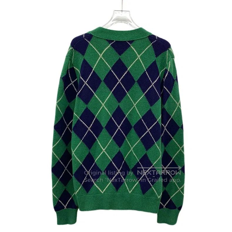 Gucci Green diamond wool V-neck single-breasted long-sleev
