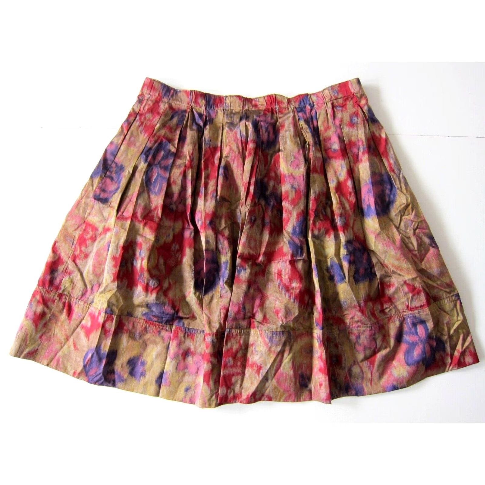 DKNY DKNY Silk Tie Dye Pleated A-Line Skirt Women Size 10 Purple KadBrown Red Size 32" / US 10 / IT 46 - 2 Thumbnail