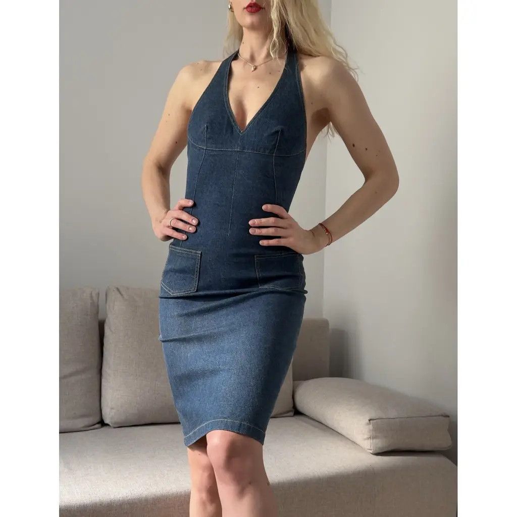 Dolce & Gabbana Dolce & Gabbana Vintage Denim Halter Mini Dress Size IT 40 Size S / US 4 / IT 40 - 1 Thumbnail