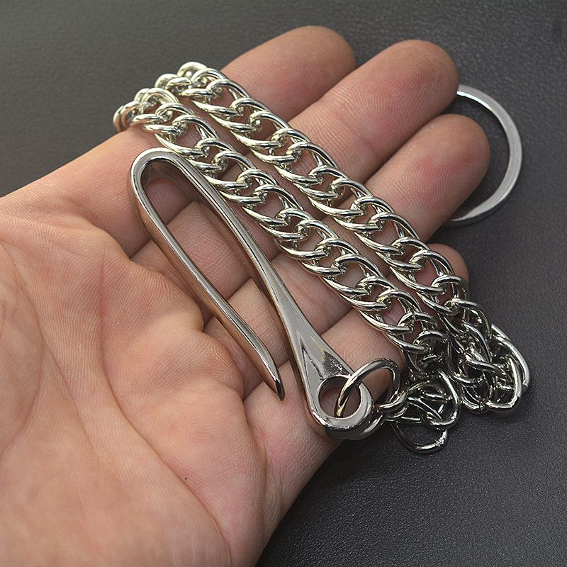 Japanese Brand Long Silver Biker Pants Chain 10mm Curl Keychain Style Size ONE SIZE - 4 Thumbnail