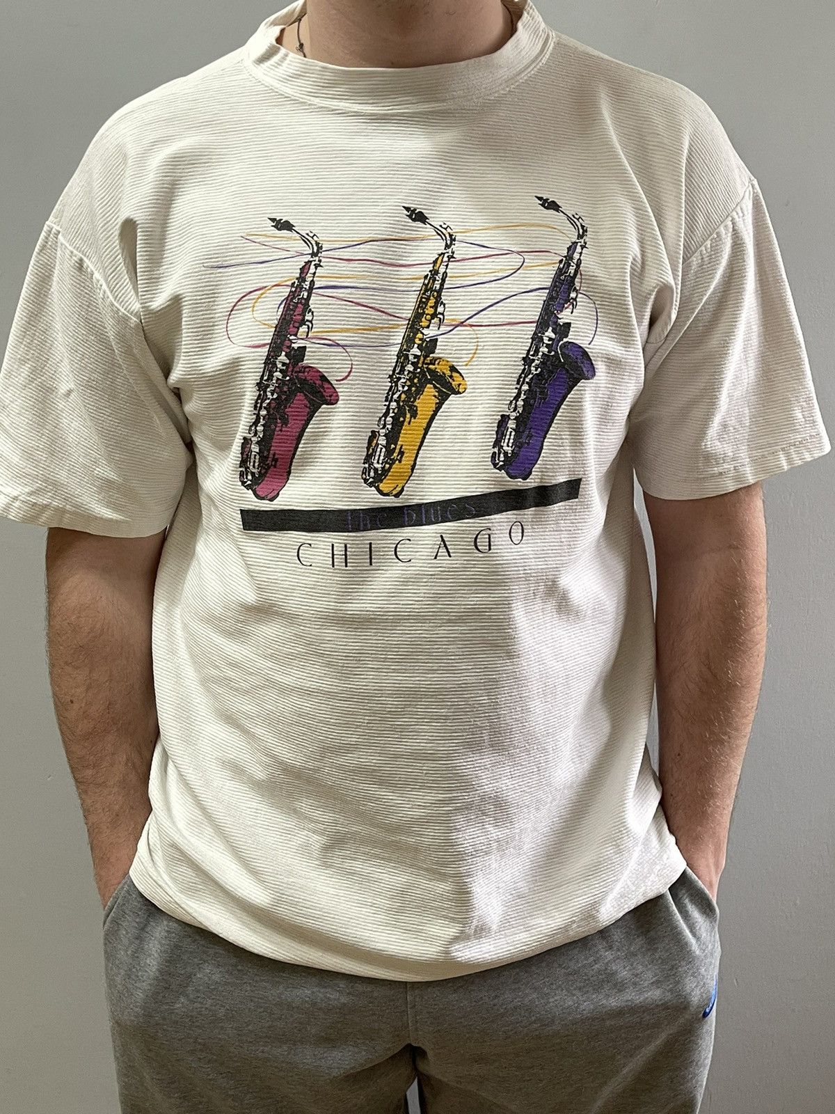 Band Tees The BLUES Chicago Saxofone Jazz Band Vintage T-shirt Size US XL / EU 56 / 4 - 4 Thumbnail