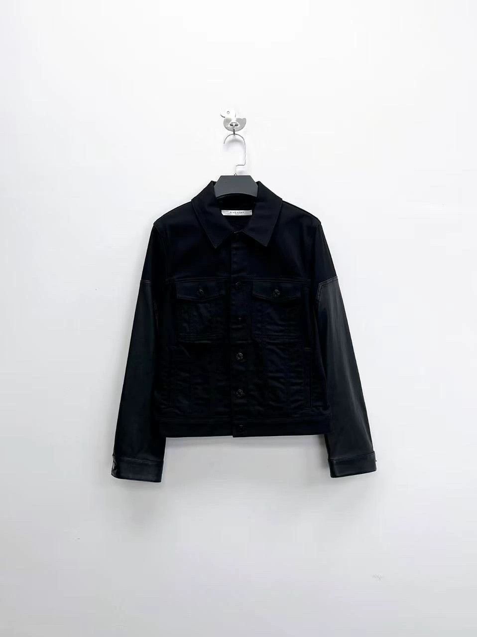 Givenchy givenchy black leather sleeve denim jacket Size US M / EU 48-50 / 2 - 1 Thumbnail