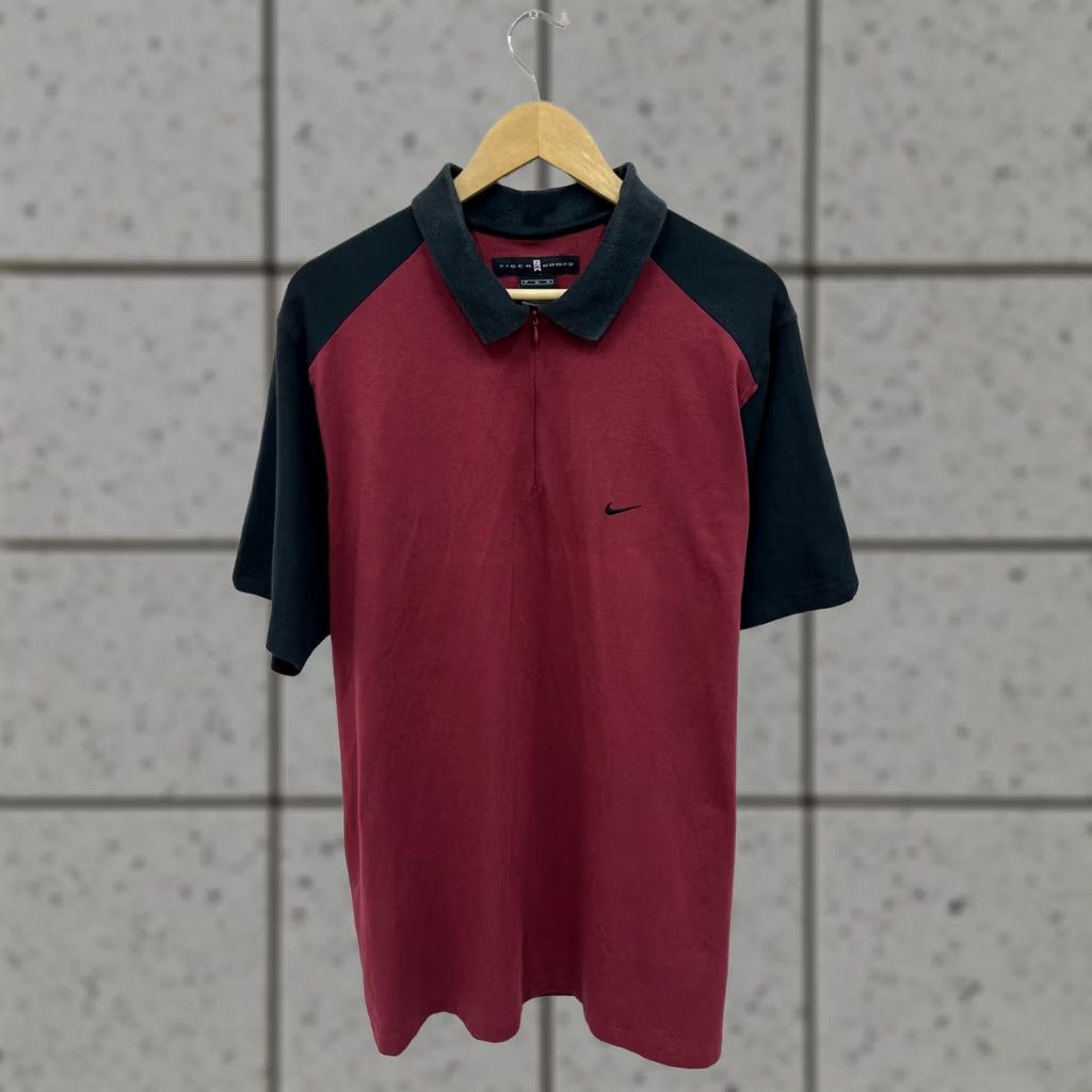 Nike VINTAGE Nike Polo Shirt Dri-Fit Tiger Woods Mens L Burgundy Size US L / EU 52-54 / 3 - 1 Thumbnail