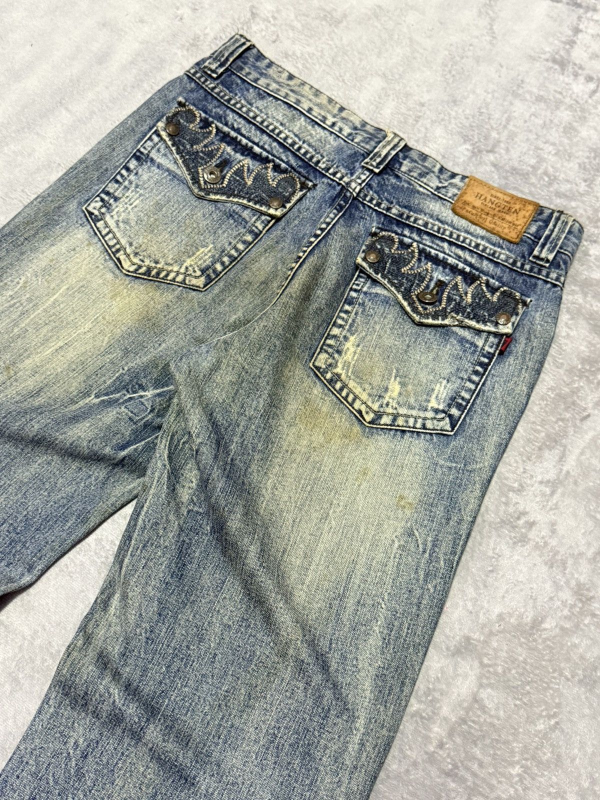 Japanese Brand Hang Ten Tribal Pocket Mud Wash Wide Leg Flared Jeans Size US 30 / EU 46 - 14 Thumbnail