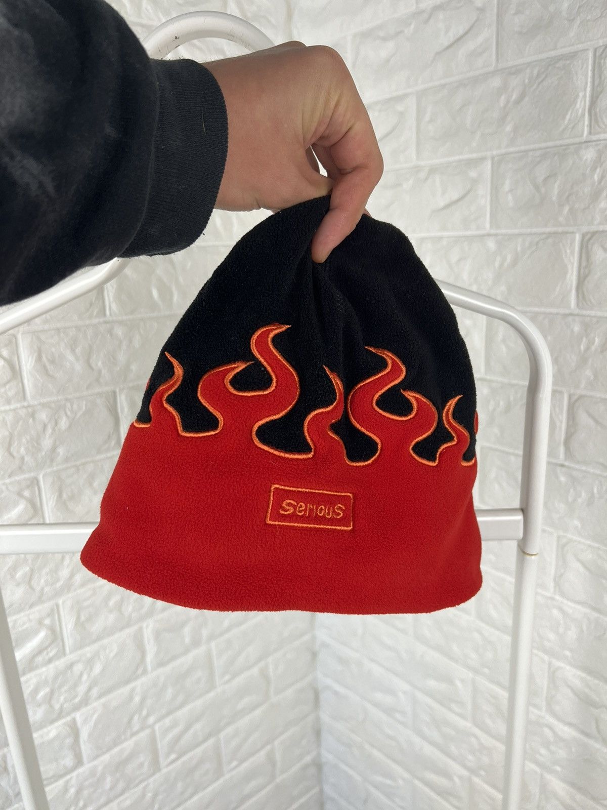 Japanese Brand Fire Flame Red Beanie Hat Size ONE SIZE - 8 Thumbnail