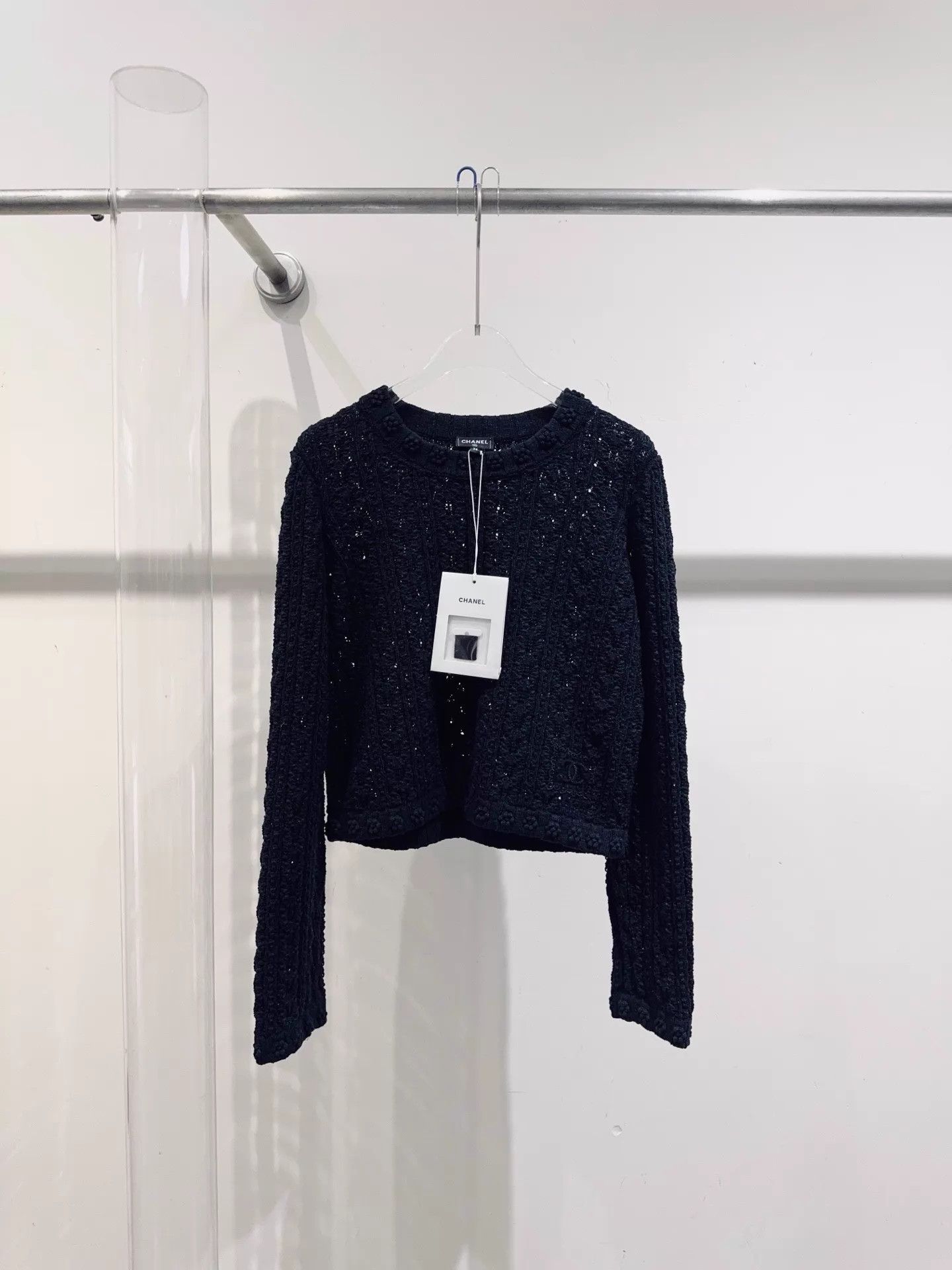 Chanel Chanel 24P Embossed Camellia Black Knit Top 38 Size S / US 4 / IT 40 - 1 Thumbnail