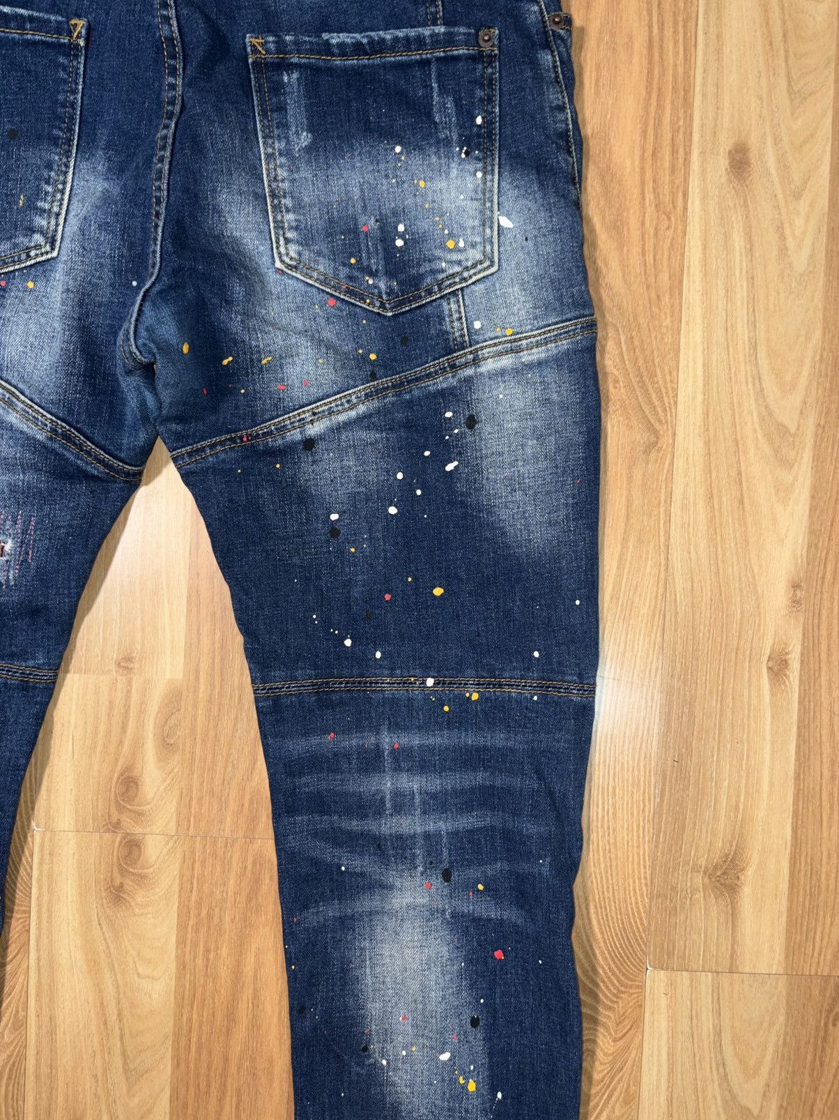 Japanese Brand YUDAN & SANCHVIL Paint Splatter Patchwork Cropped Denim Size US 34 / EU 50 - 9 Thumbnail
