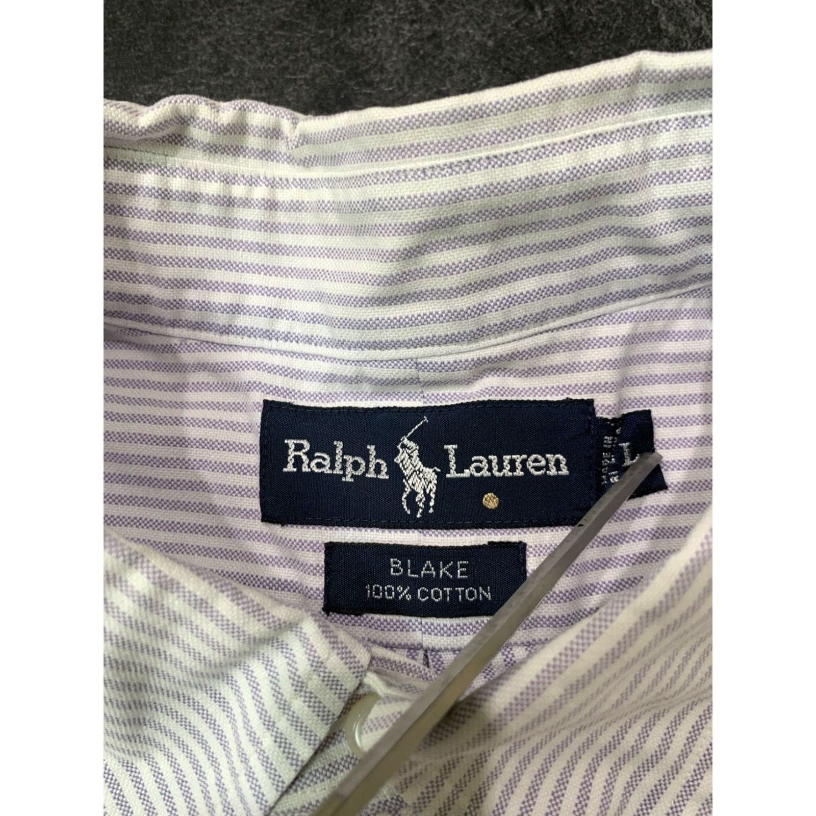 Ralph Lauren Ralph Lauren Men's Striped Cotton Button Down Short Sleeve Shirt Large White Purple Size US L / EU 52-54 / 3 - 4 Thumbnail