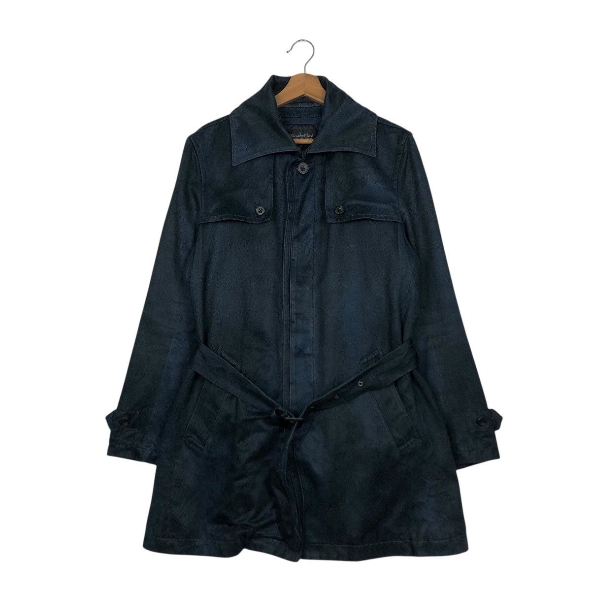 Japanese Brand Tornado Mart Archive Black Denim Trench Coat w/ Belt Size US L / EU 52-54 / 3 - 2 Thumbnail