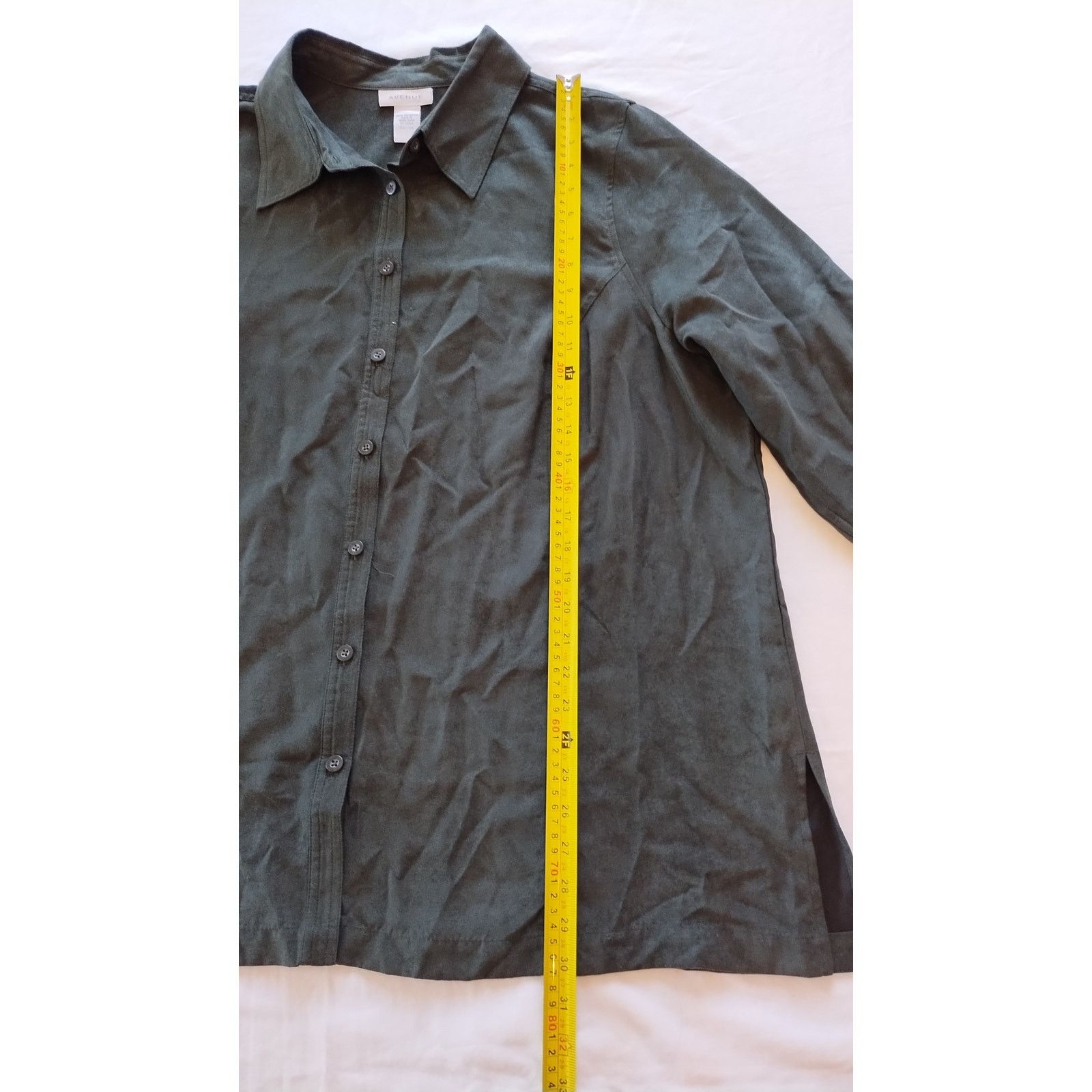 Avenue Avenue Army Olive Green Button Shirt Micro Suede size 22/24 Size 3XL / US 20-22 - 9 Thumbnail