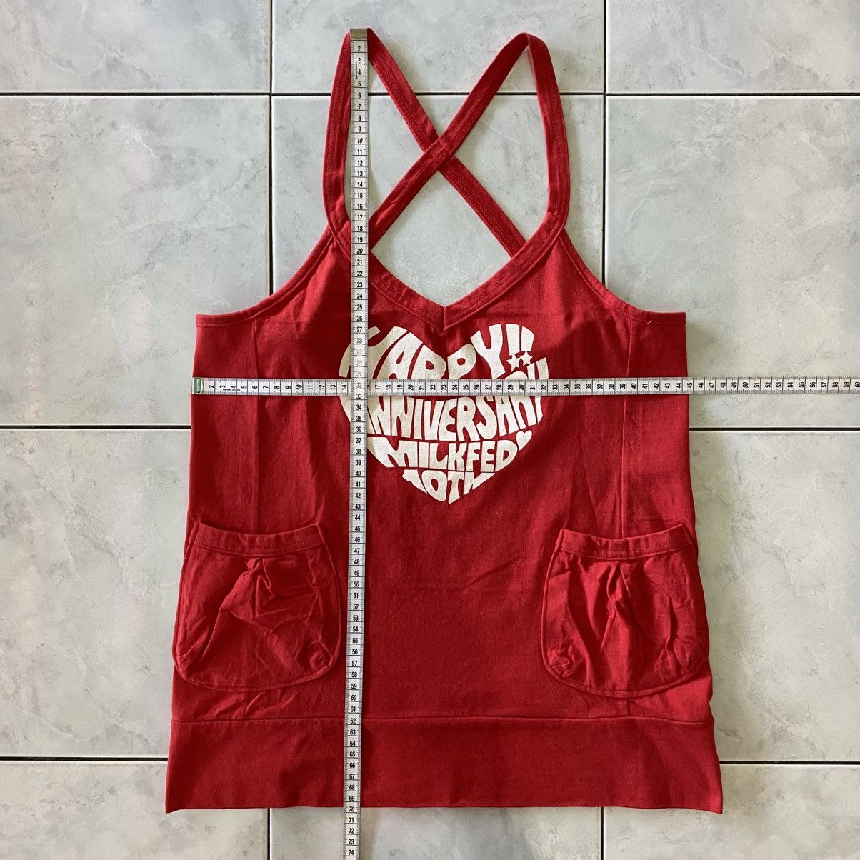 Japanese Brand Y2K Cute Red MILKFED Pocket Tank Dress Sleeveless Top Size ONE SIZE - 17 Thumbnail