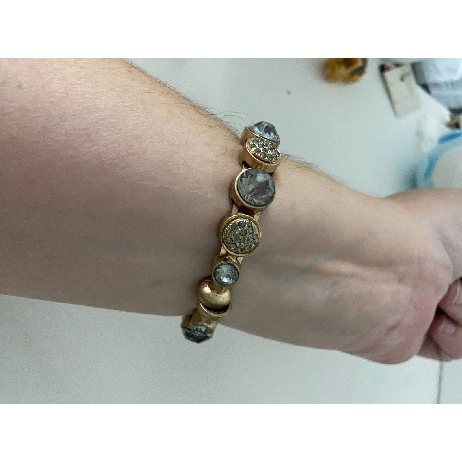 Other gray rhinestone bangle bracelet gold tone Size ONE SIZE - 3 Thumbnail