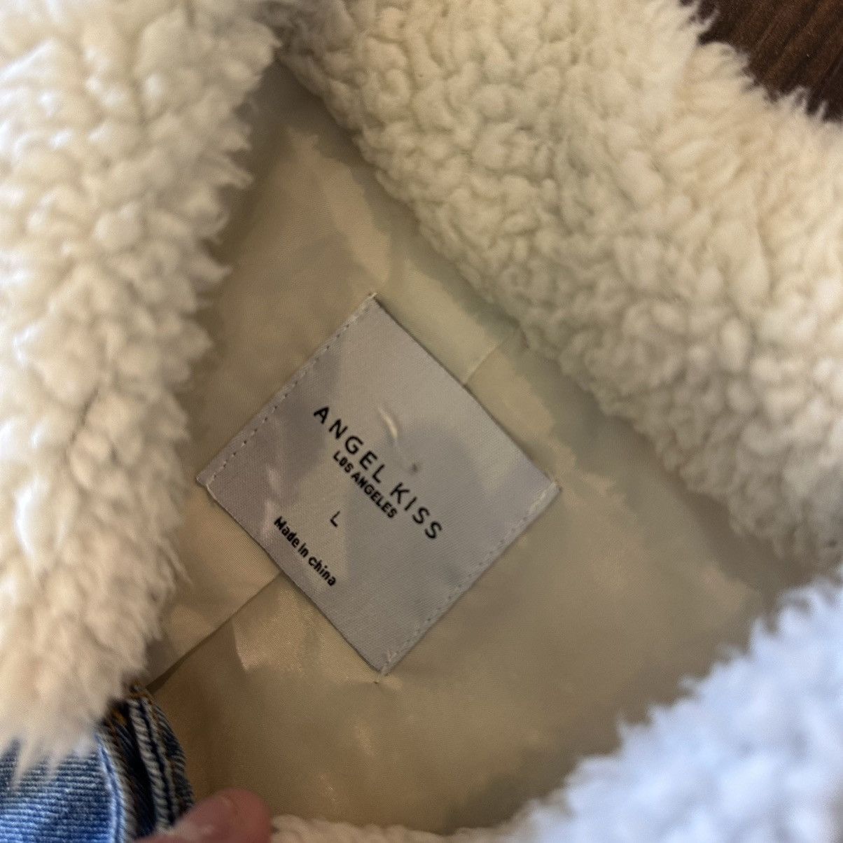Other White fur denim fleece jacket button up sz large angel kiss Size L / US 10 / IT 46 - 7 Thumbnail