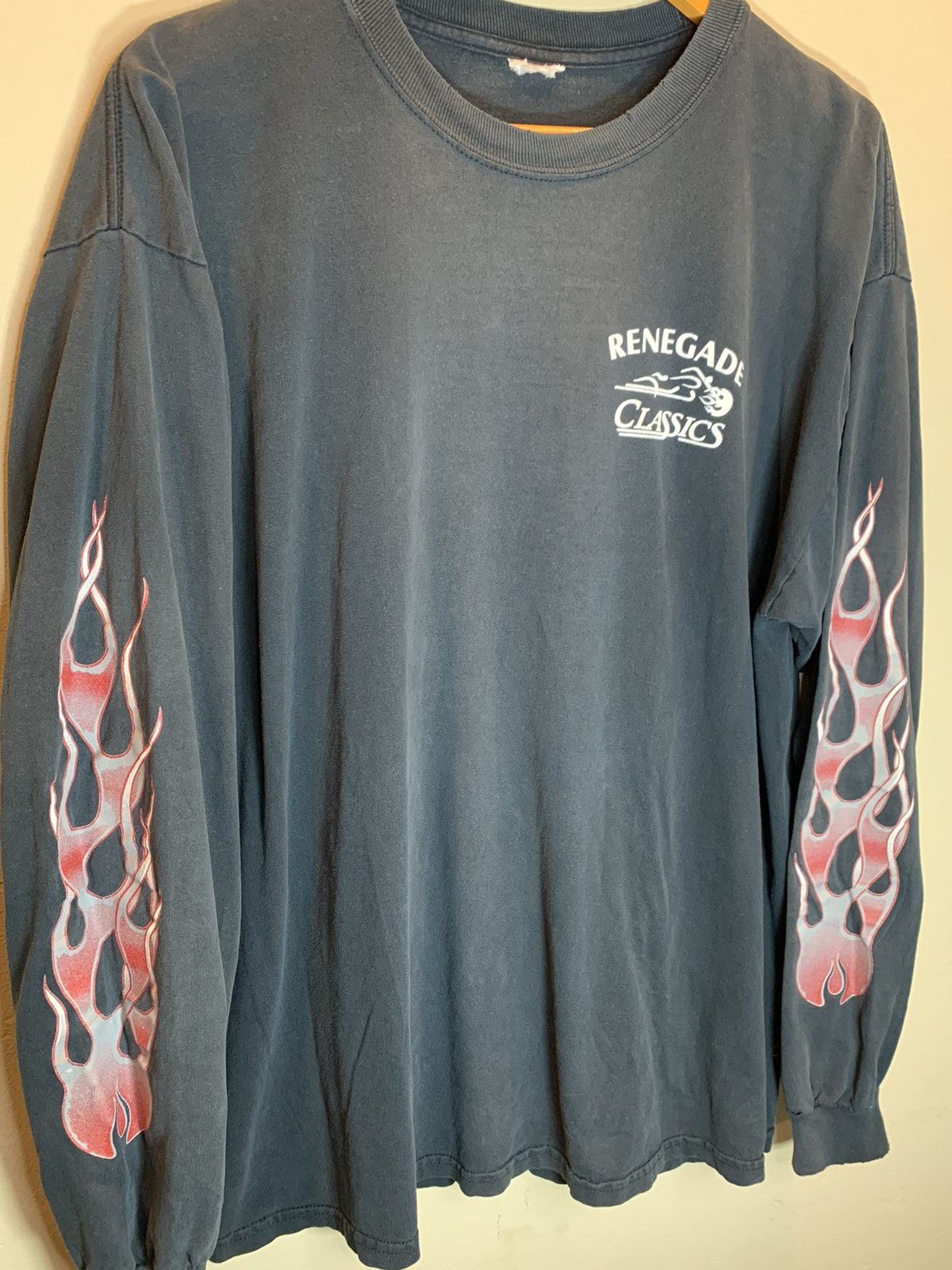 Vintage RARE Vintage 90’s Skull Biker Flame Sleeve Renegade Classics Size US L / EU 52-54 / 3 - 4 Thumbnail