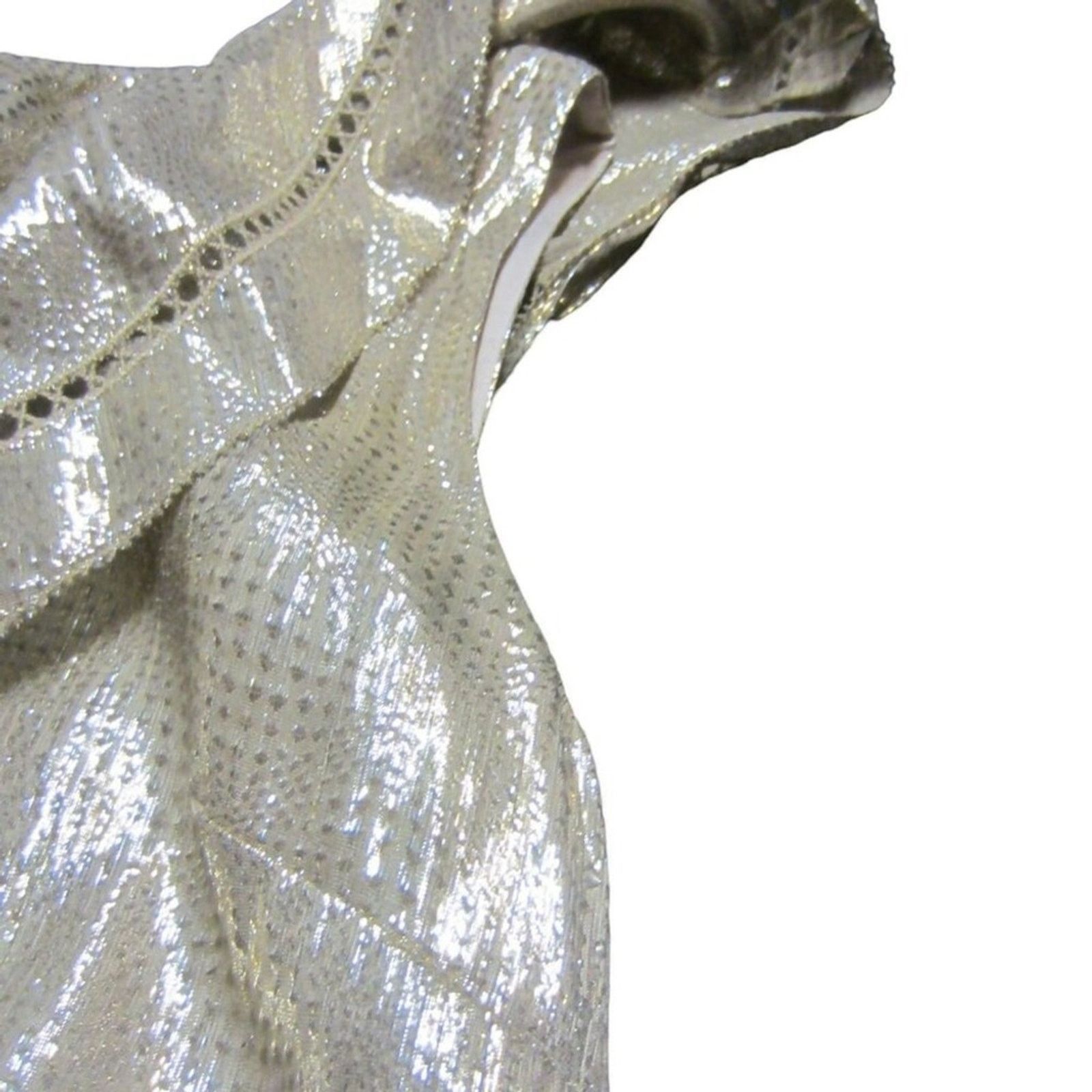 Rachel Zoe Rachel Zoe Silver One Shoulder Metallic Silk Blend Mini 2 Size XS / US 0-2 / IT 36-38 - 4 Thumbnail