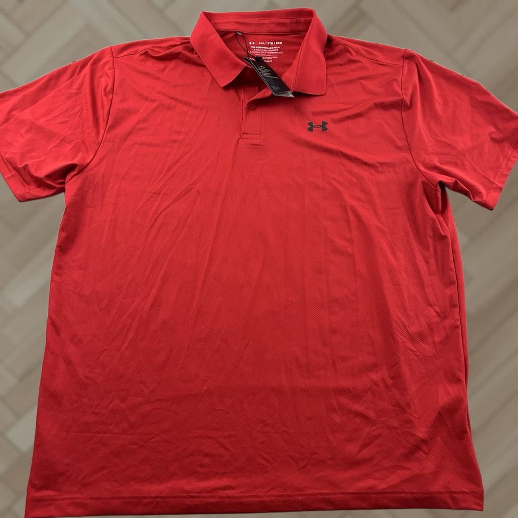 Under Armour Under Armour Performance Polo Short Sleeve Button Front Shirt Men's 2XL Red Size US XXL / EU 58 / 5 - 1 Thumbnail