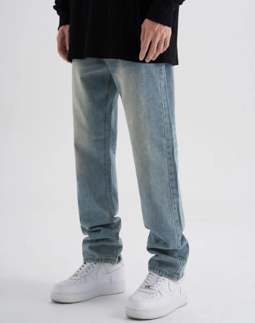Japanese Brand × Jean Light blue simple washed retro men's loose straight jeans Size US 32 / EU 48 - 3 Thumbnail