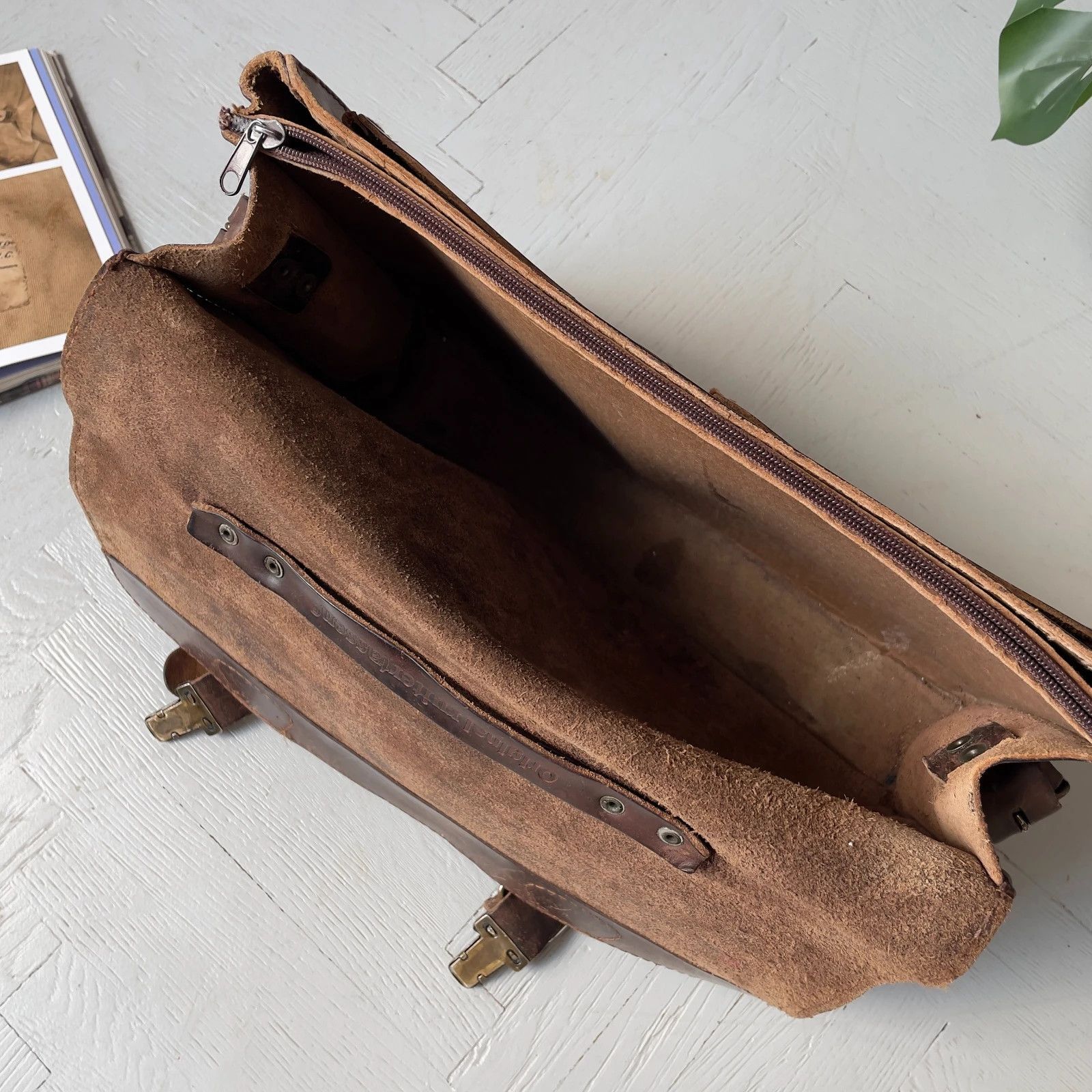 Vintage Vintage Real Leather Ruitertassen Briefcase Office Bag Size ONE SIZE - 4 Thumbnail