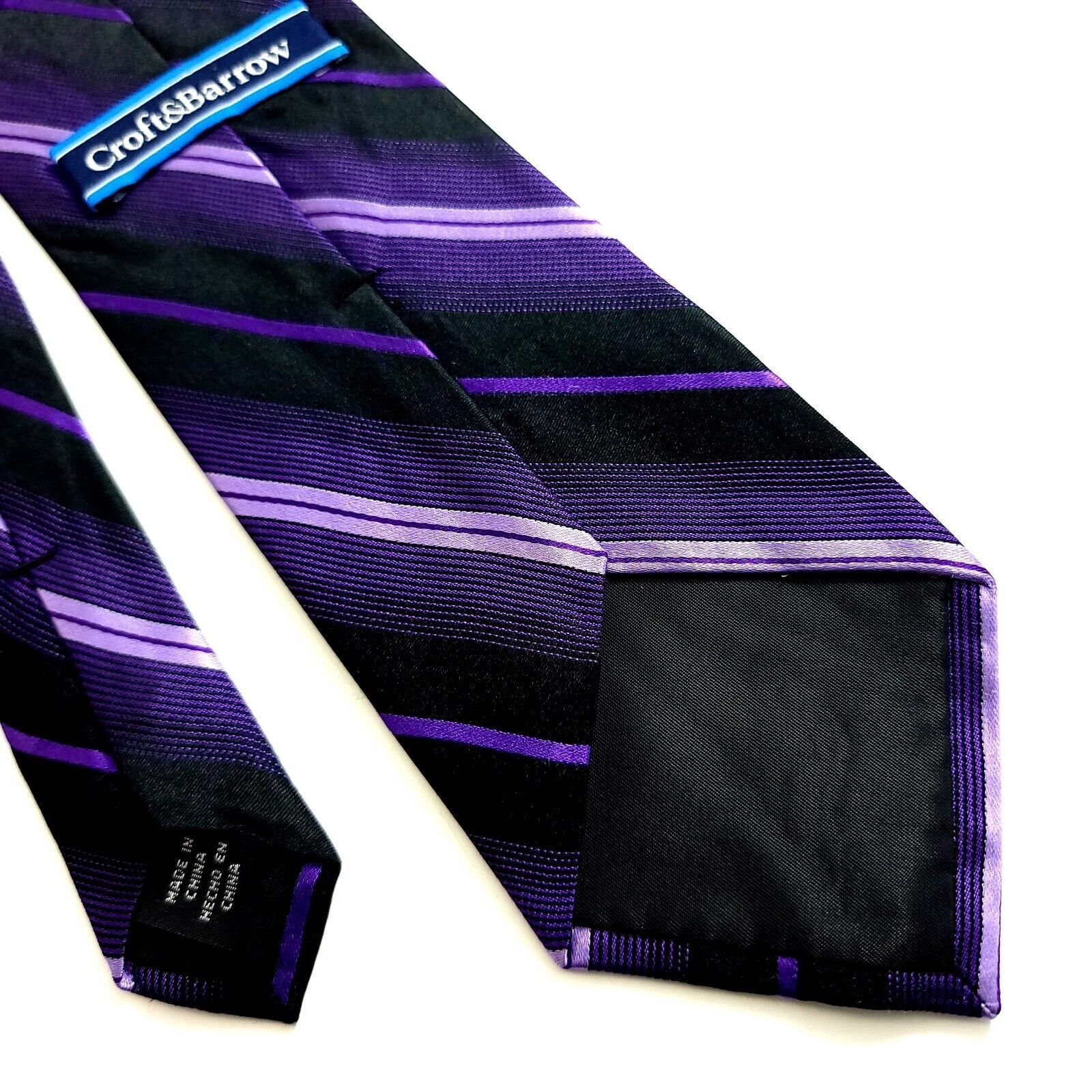 Croft & Barrow Croft & Barrow Black Purple Woven Striped Silk Tie Size ONE SIZE - 5 Thumbnail