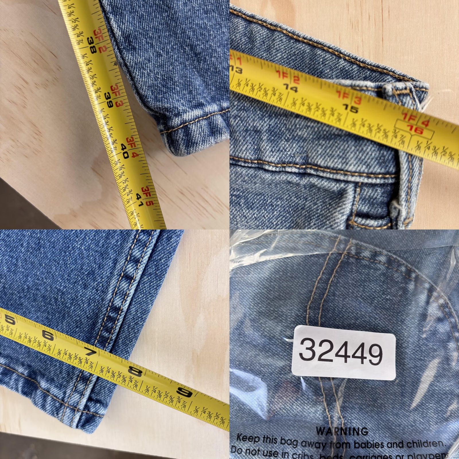 Lee Lee Slim Fit Jeans Mens 33x32 Medium Wash Blue Denim Straight Distressed Stretch Jeans Size US 33 - 8 Thumbnail