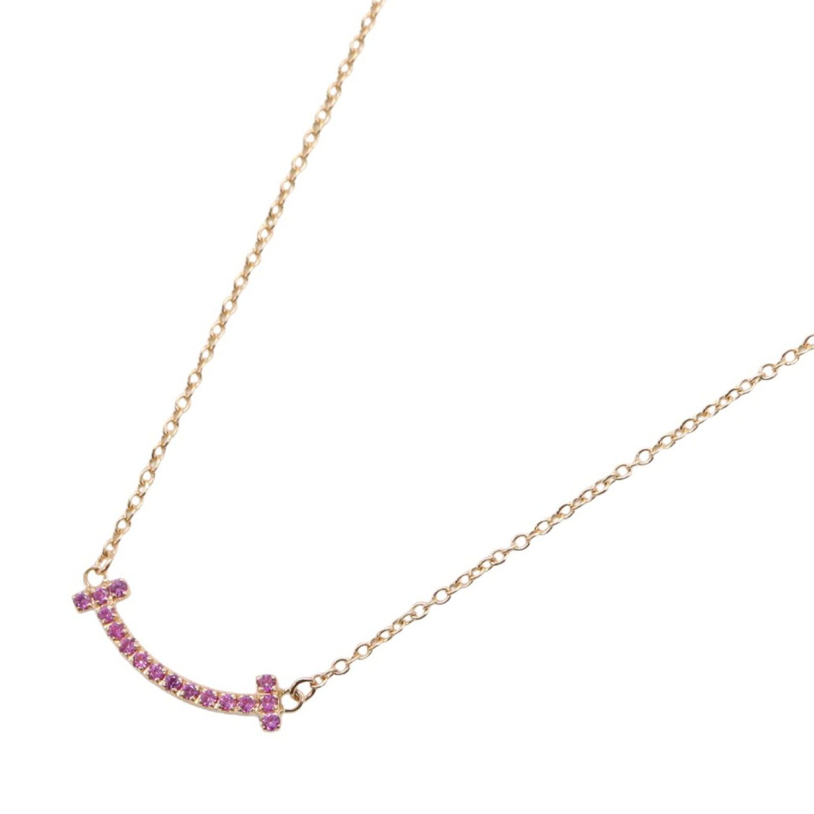 Tiffany & Co. Tiffany Co T-Smile Mini Necklace Pink Sapphire K18Pg (Pink Gold) Size ONE SIZE - 1 Thumbnail