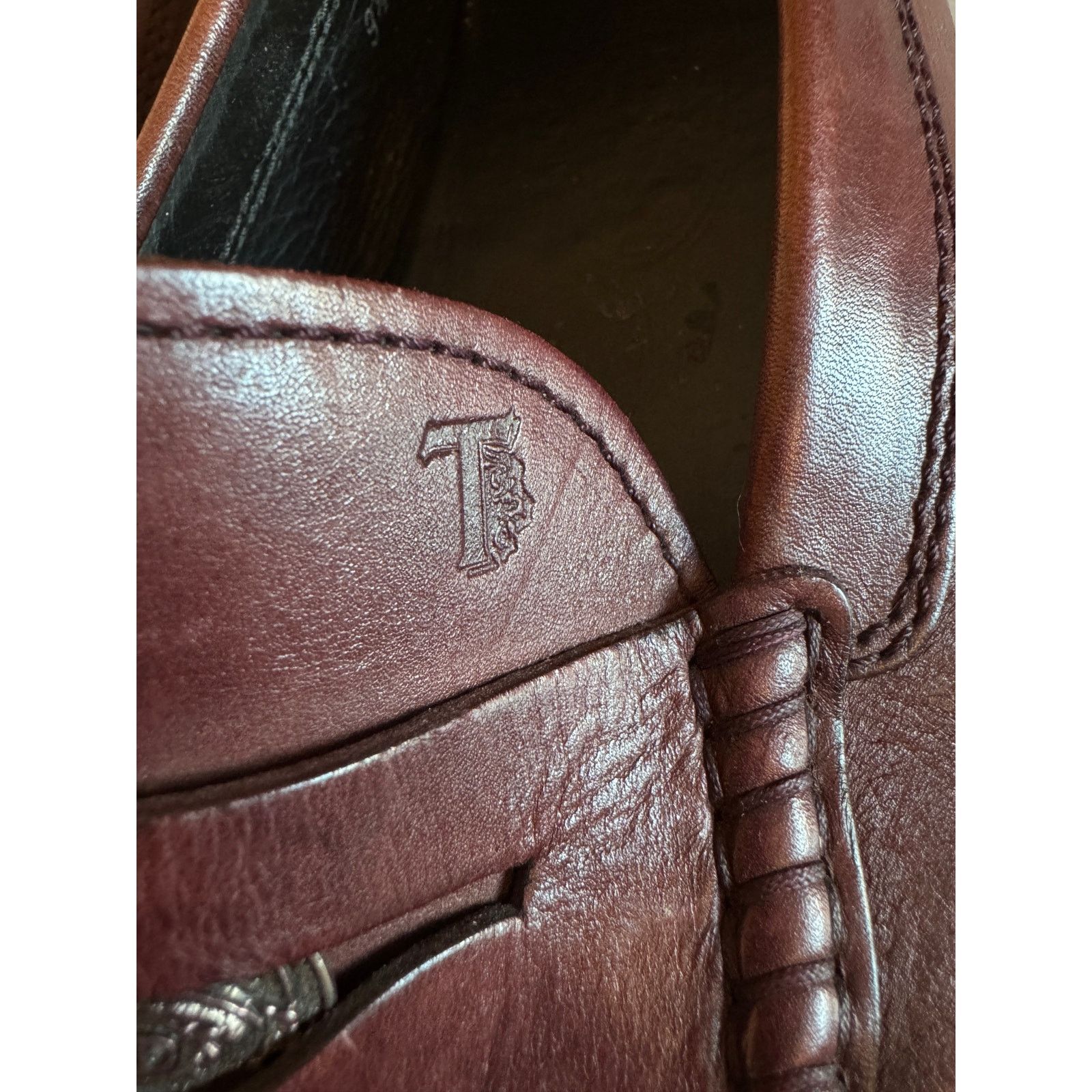 Tod's Tod's Men's Burgundy Leather Penny Driving Loafers Size US 10.5 / EU 43-44 - 8 Thumbnail