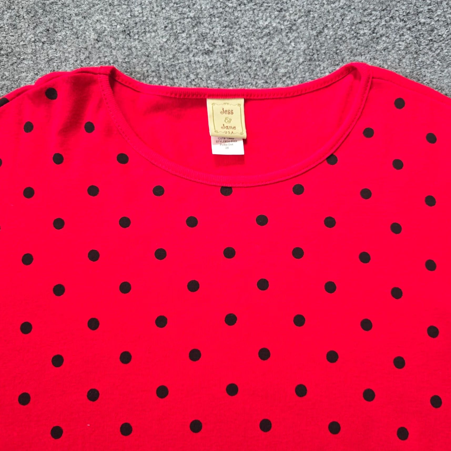 Etro Jess Jane Blouse Women 2X Red Black Polka Dot Rockabilly Retro Casual Womens Size XXL / US 16-18 / IT 52-54 - 2 Thumbnail