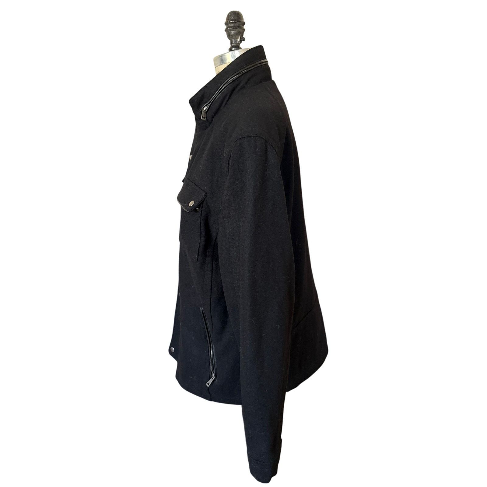 Cole Haan Cole Haan Wool Melton Stand Collar Jacket in Black Size US XL / EU 56 / 4 - 6 Thumbnail